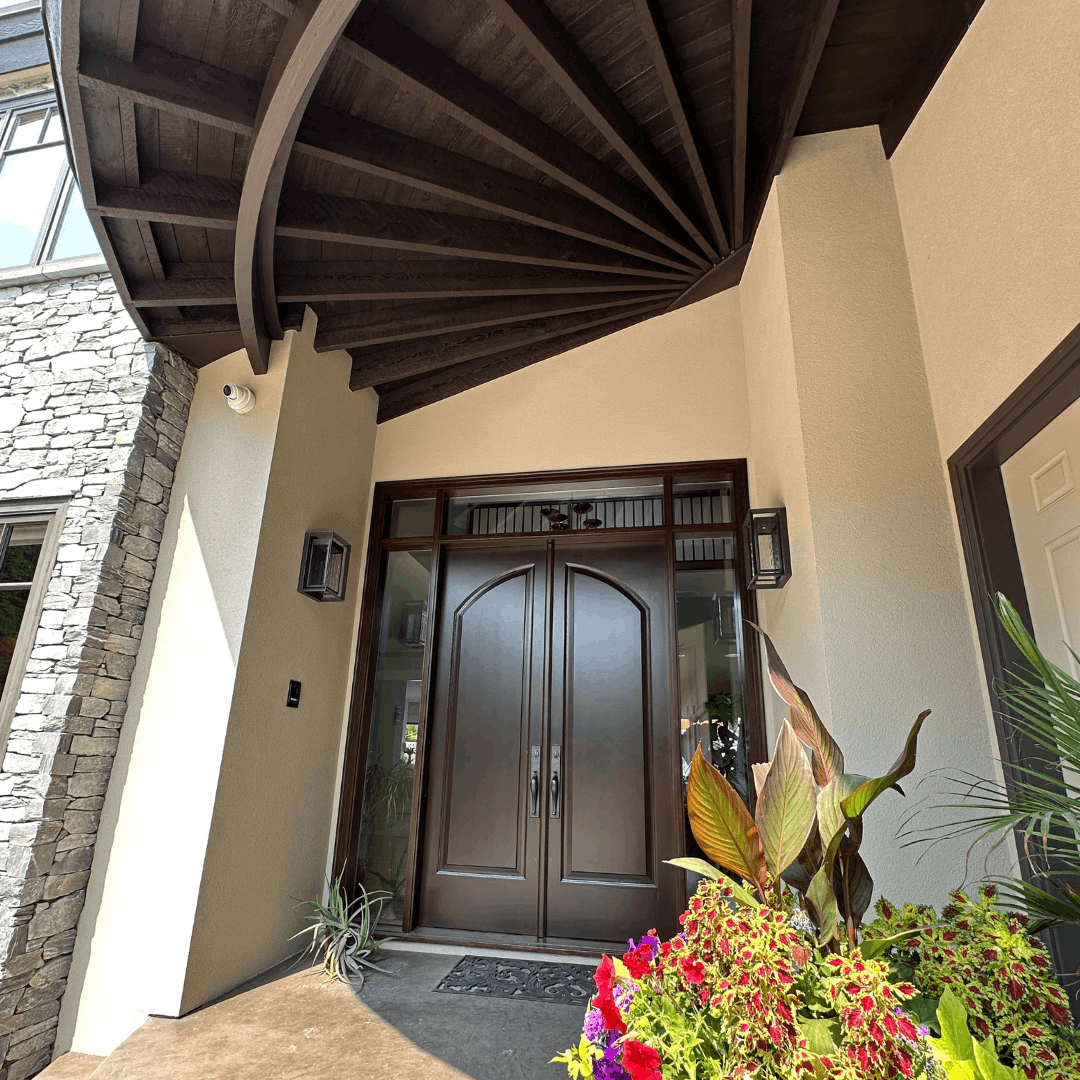 Exterior painting front entrance of Kelowna home