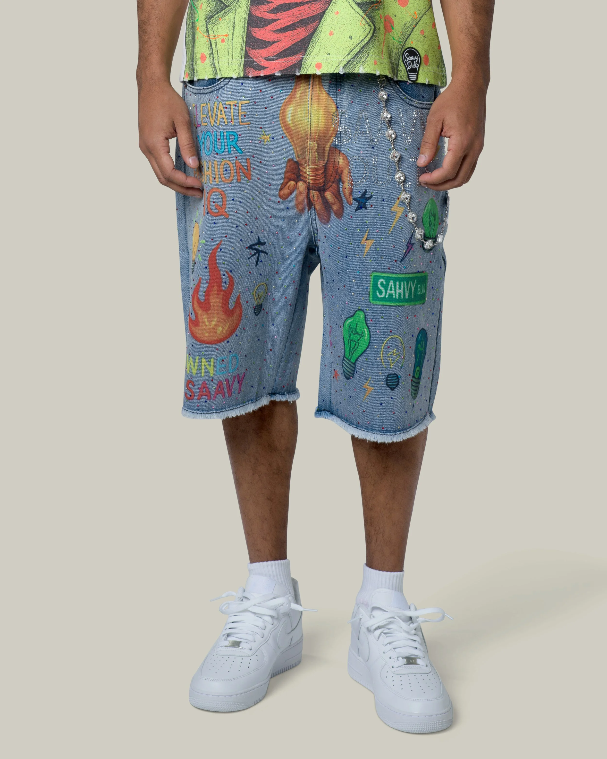 SAAVY DULTS “ELEVATE” BLUE DENIM SHORTS