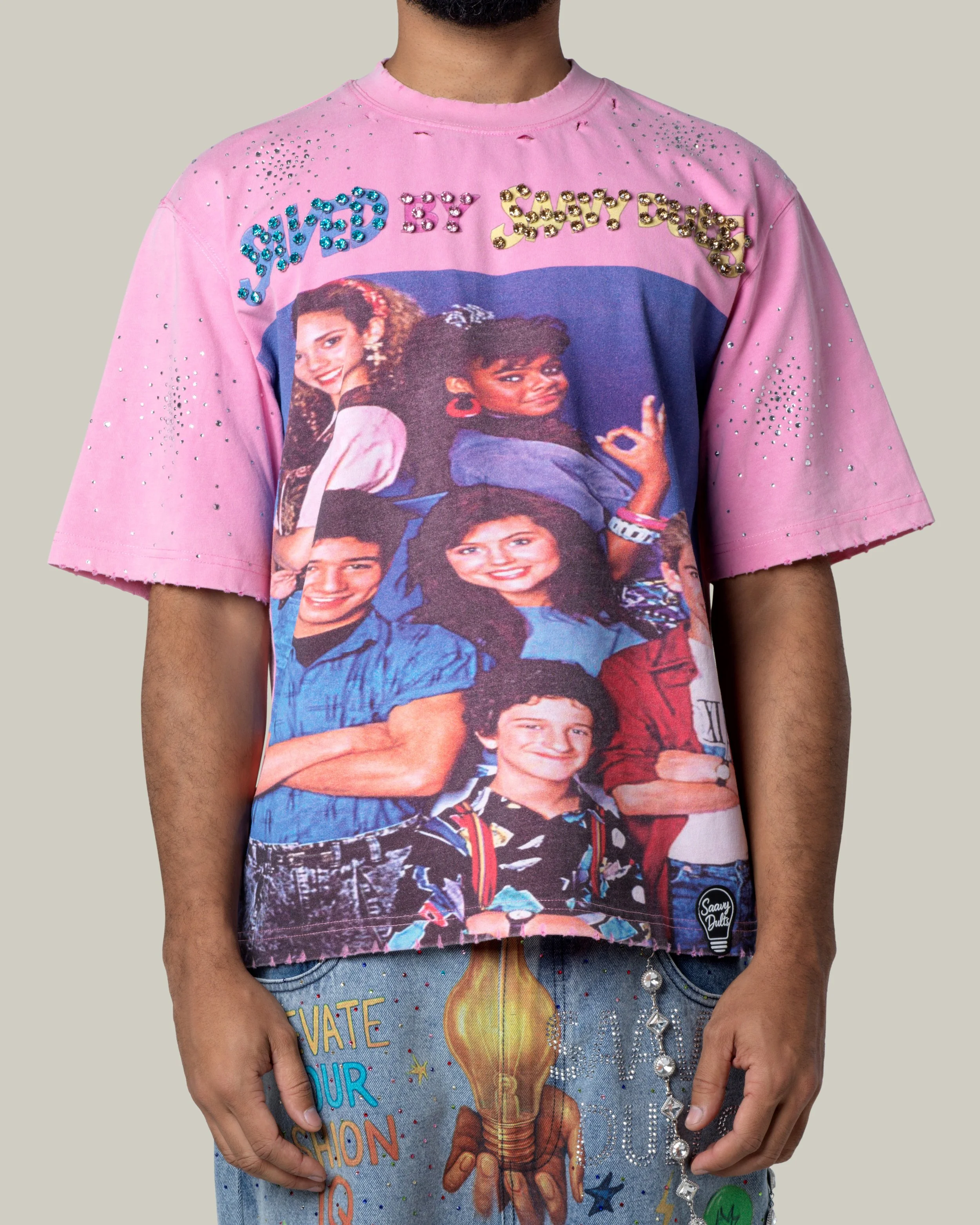 PINK SAAVY DULTS “SAVED BY SAAVY DULTS” TEE