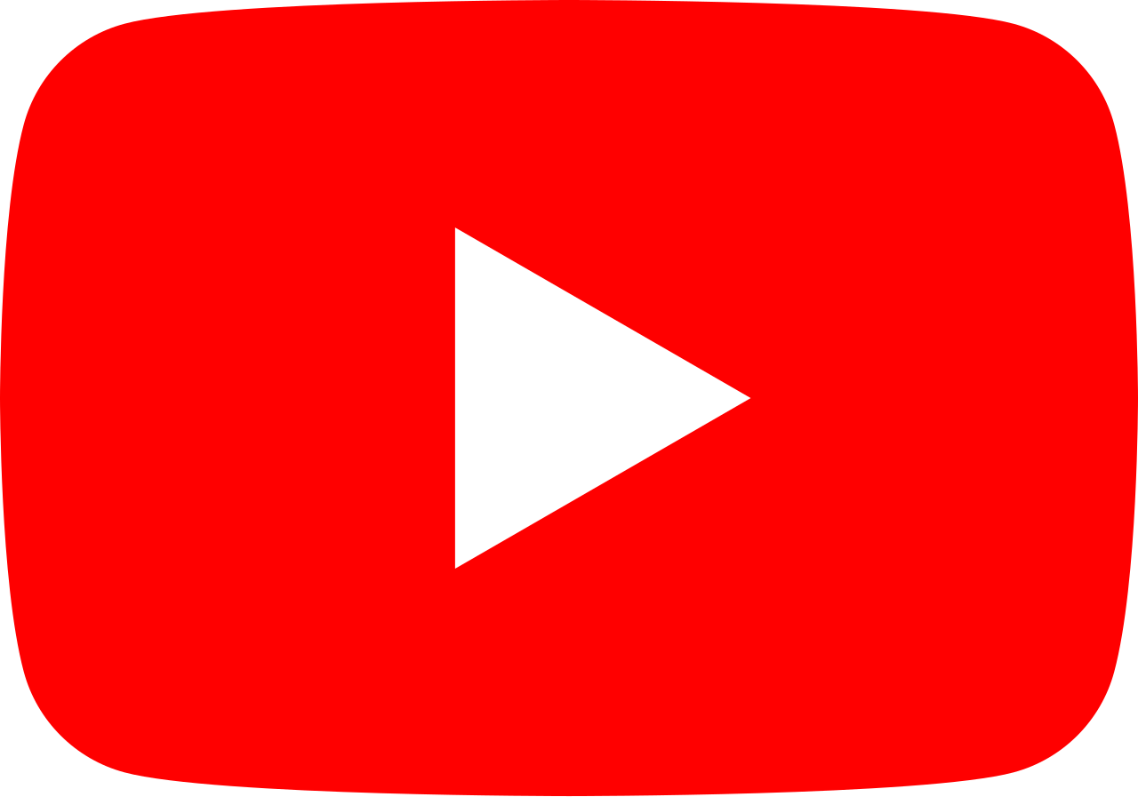 YouTube logo with a red rounded rectangle background and a white play button in the center.
