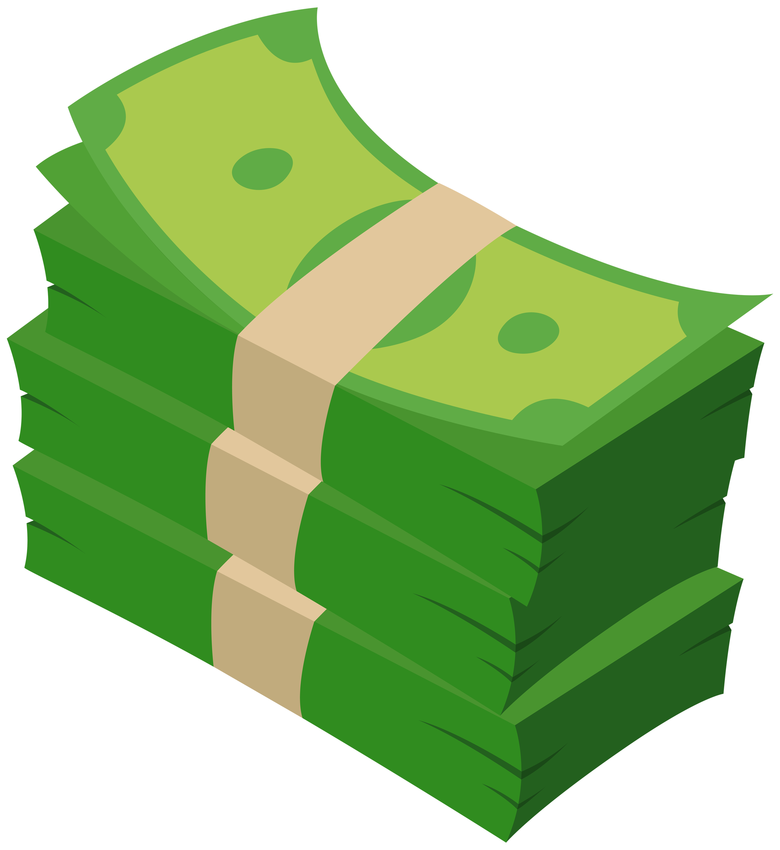 Stack of green dollar bills with beige band wrapped around.