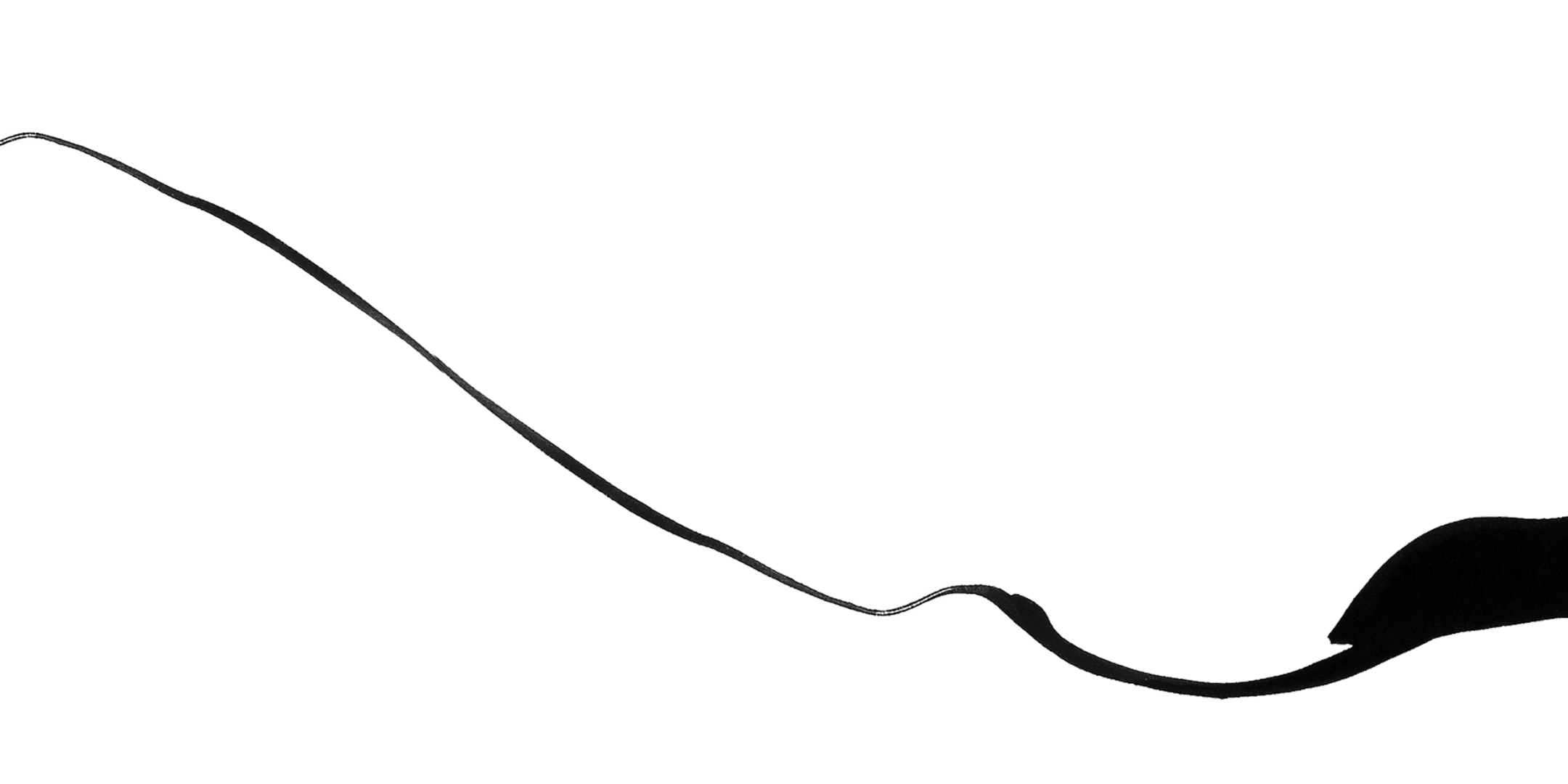 Close-up of a black spoon with a curved handle resting on a white surface.