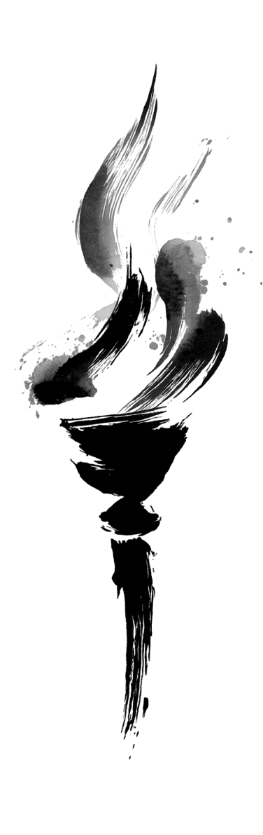 Abstract black and white ink splash with fluid curves and splatters.