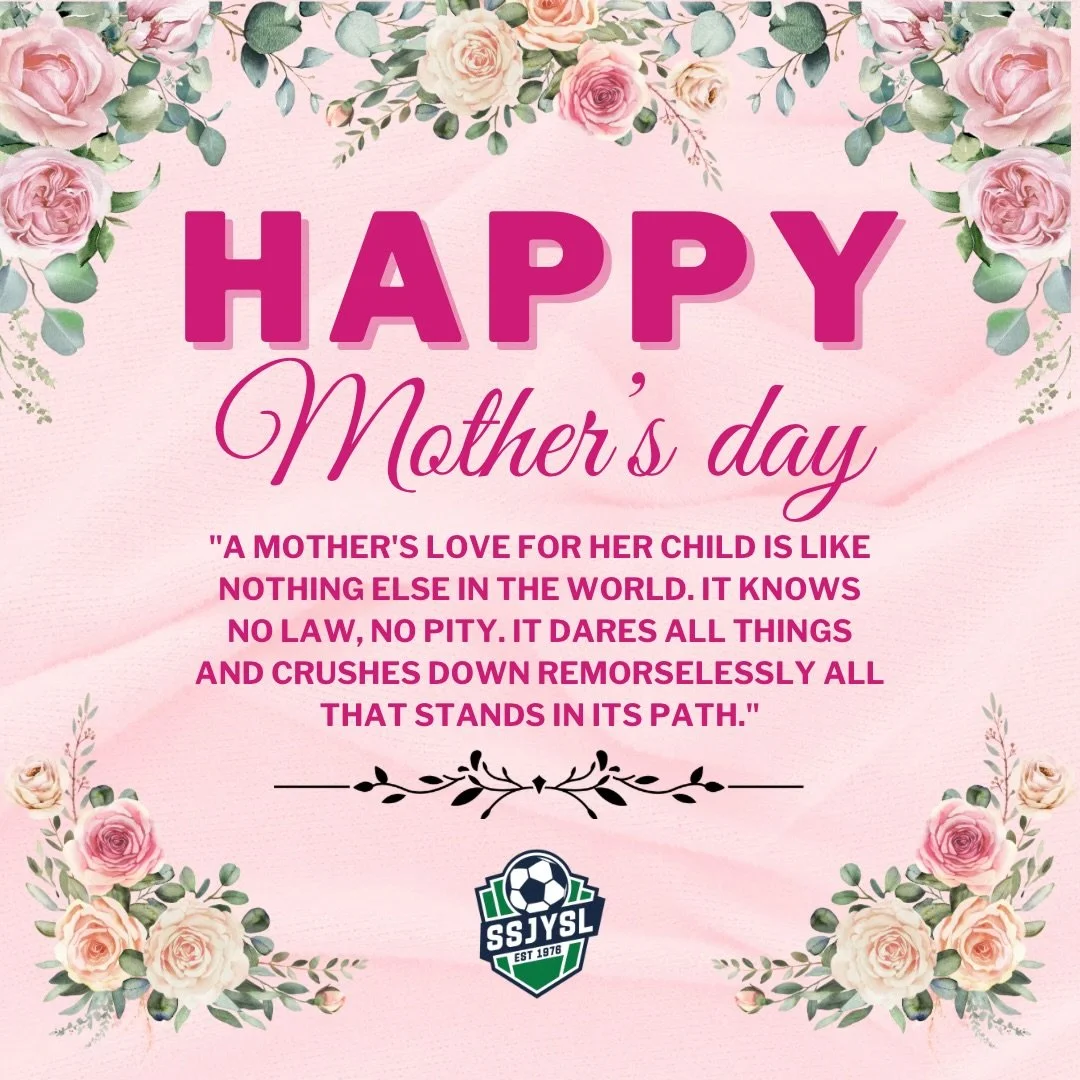 Wishing a happy and relaxing Mother&rsquo;s Day to all the amazing moms in our SSJYSL family ⚽️
Thank you for being the heart behind our players and teams.
#ssjysl #southsanjoseyouthsoccerleague #mothersday