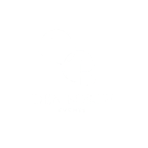 Logo for Den Bosch Events with overlapping initials D and B enclosed in circles, black background, white text. wedding planner lethbridge