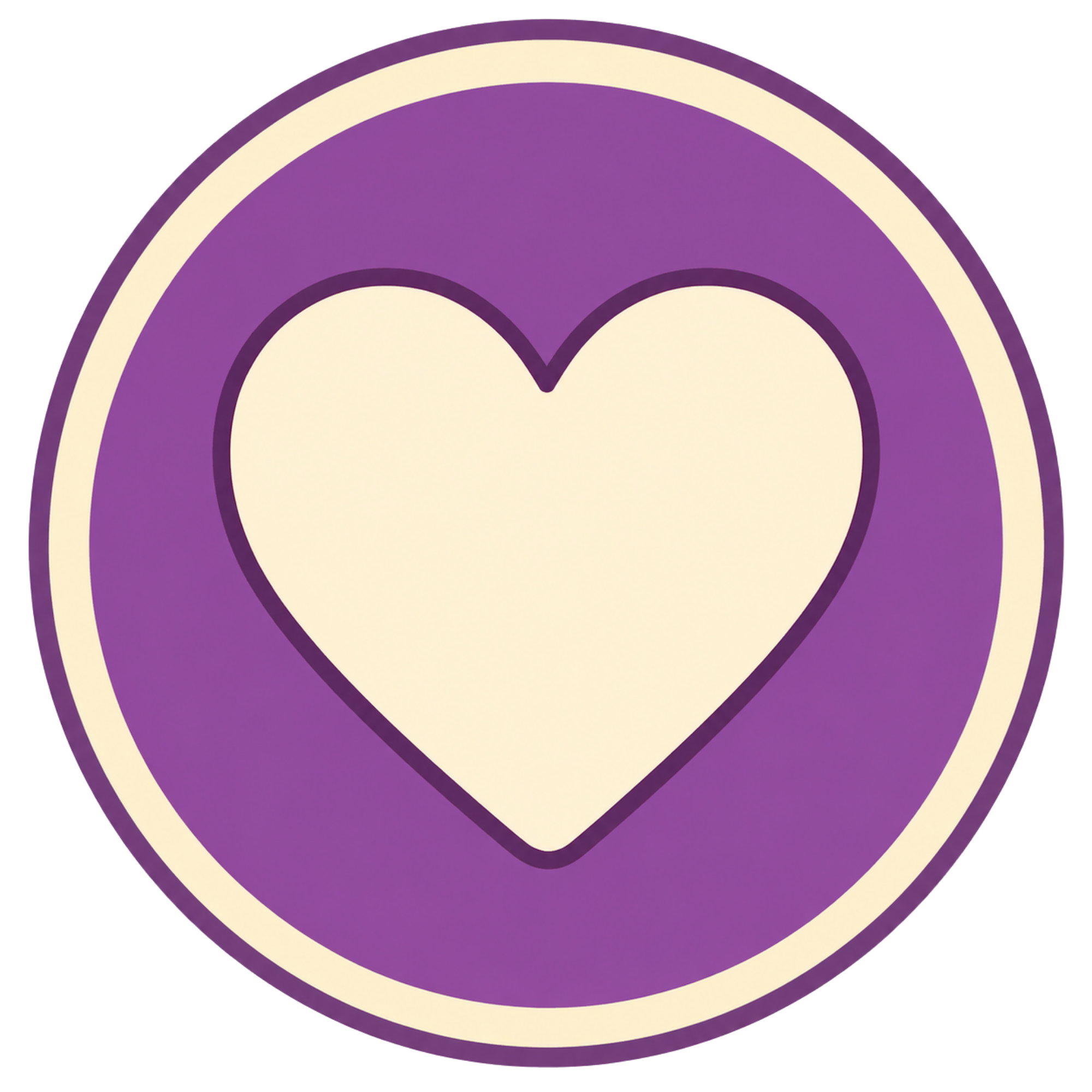 A purple and white stylized eye logo with concentric circles and a heart-shaped figure in the center.