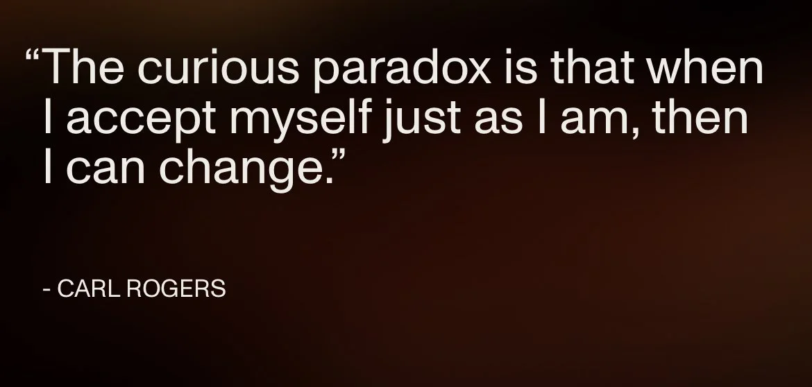 Quote by Carl Rogers on a dark background