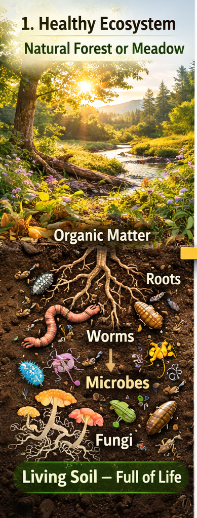 Ecosystems and life starts with healthy living soils.