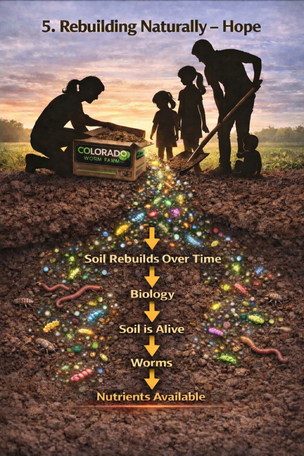 Rebuilding dead soils with worm castings made in Colorado.