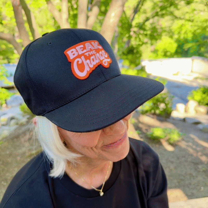 Photos of people wearing Humane Stream shirts and hats.