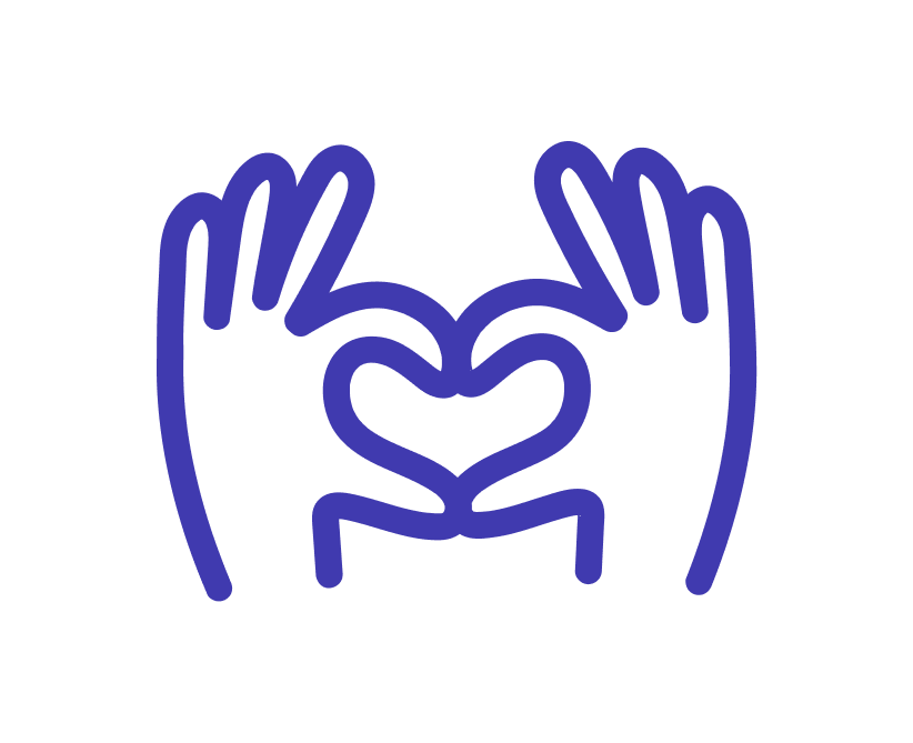 Doodle of two hands making a heart sign to represent "fair working conditions".