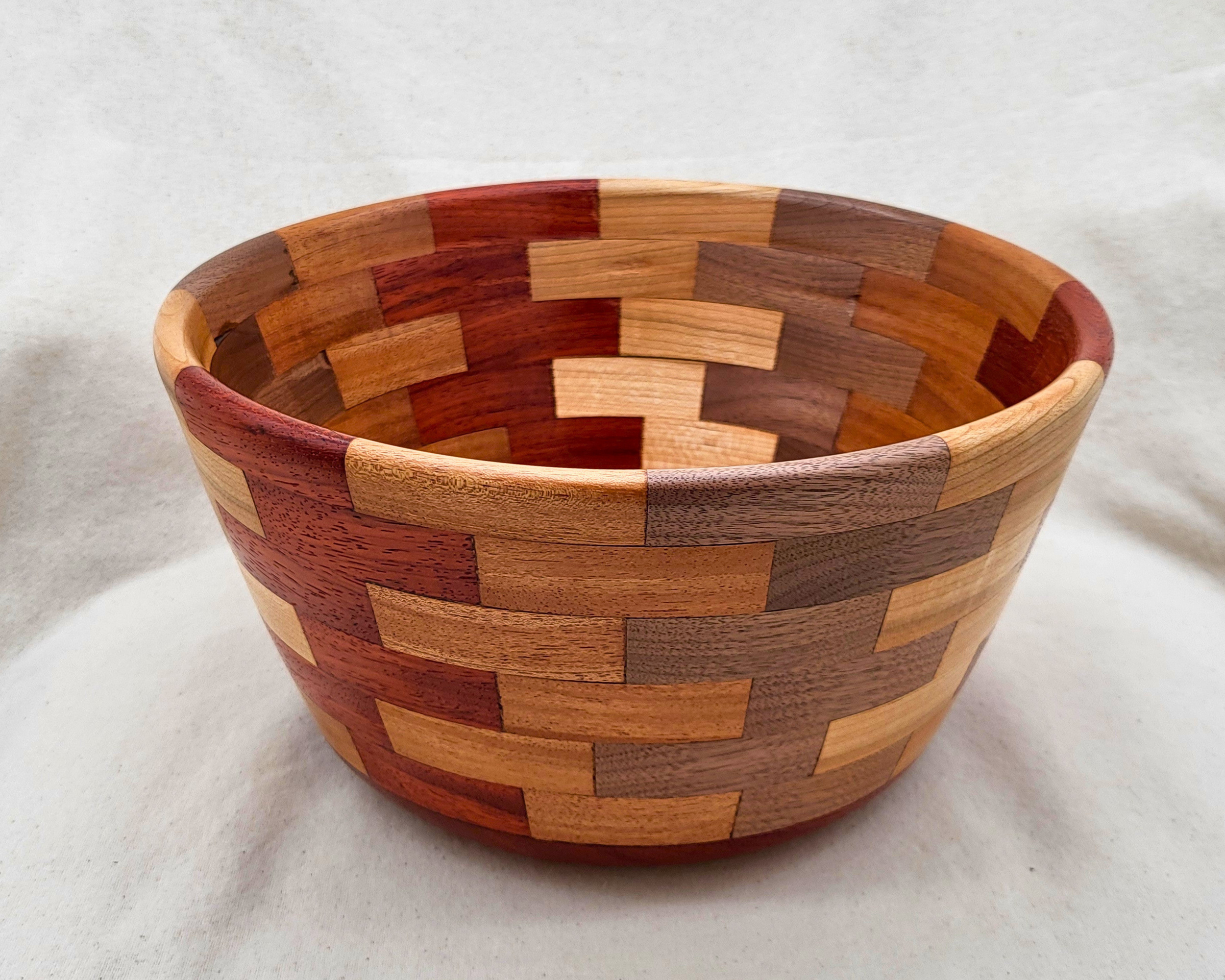 Padauk, Maple, Mahogany, & Walnut Segmented Wood Bowl