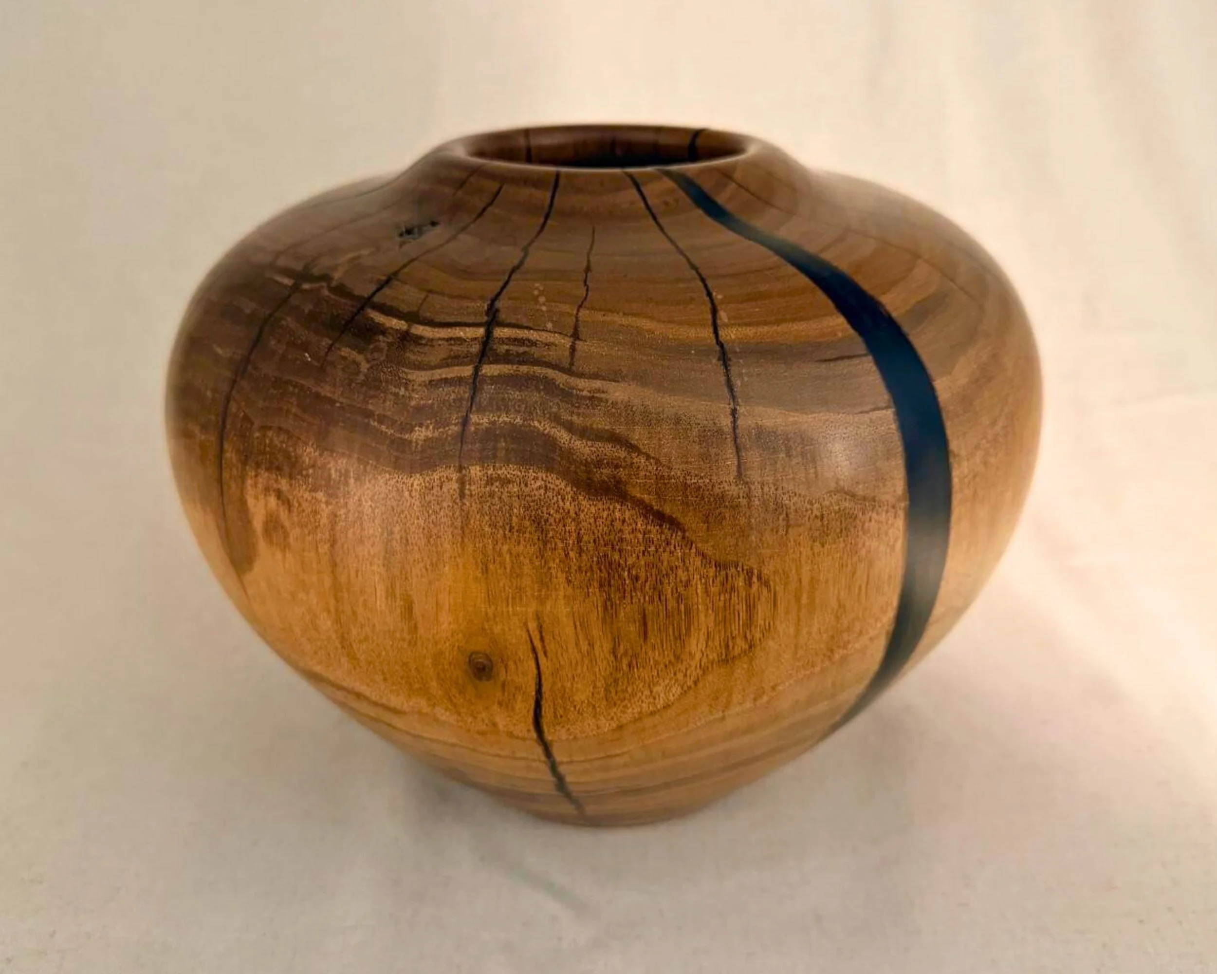 Walnut Vessel with Dark Epoxy Veins