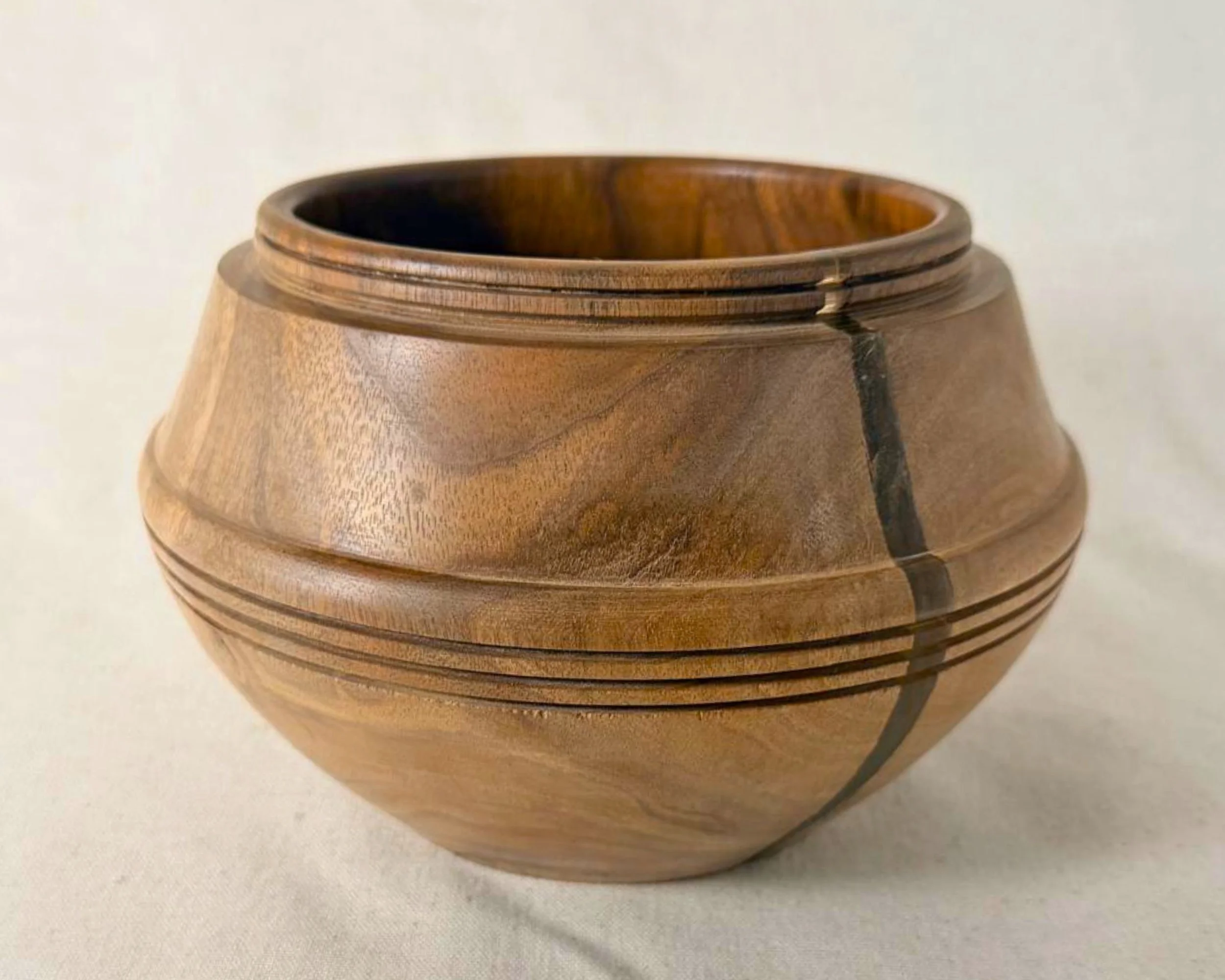 Walnut Bowl with Neutral Epoxy Accent