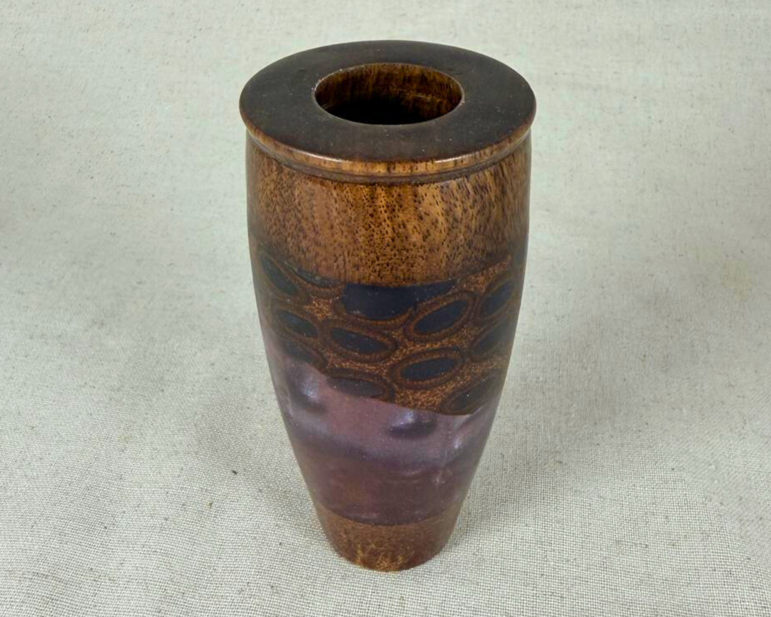 Walnut Banksia Nut Vessel with Blue & Purple Epoxy