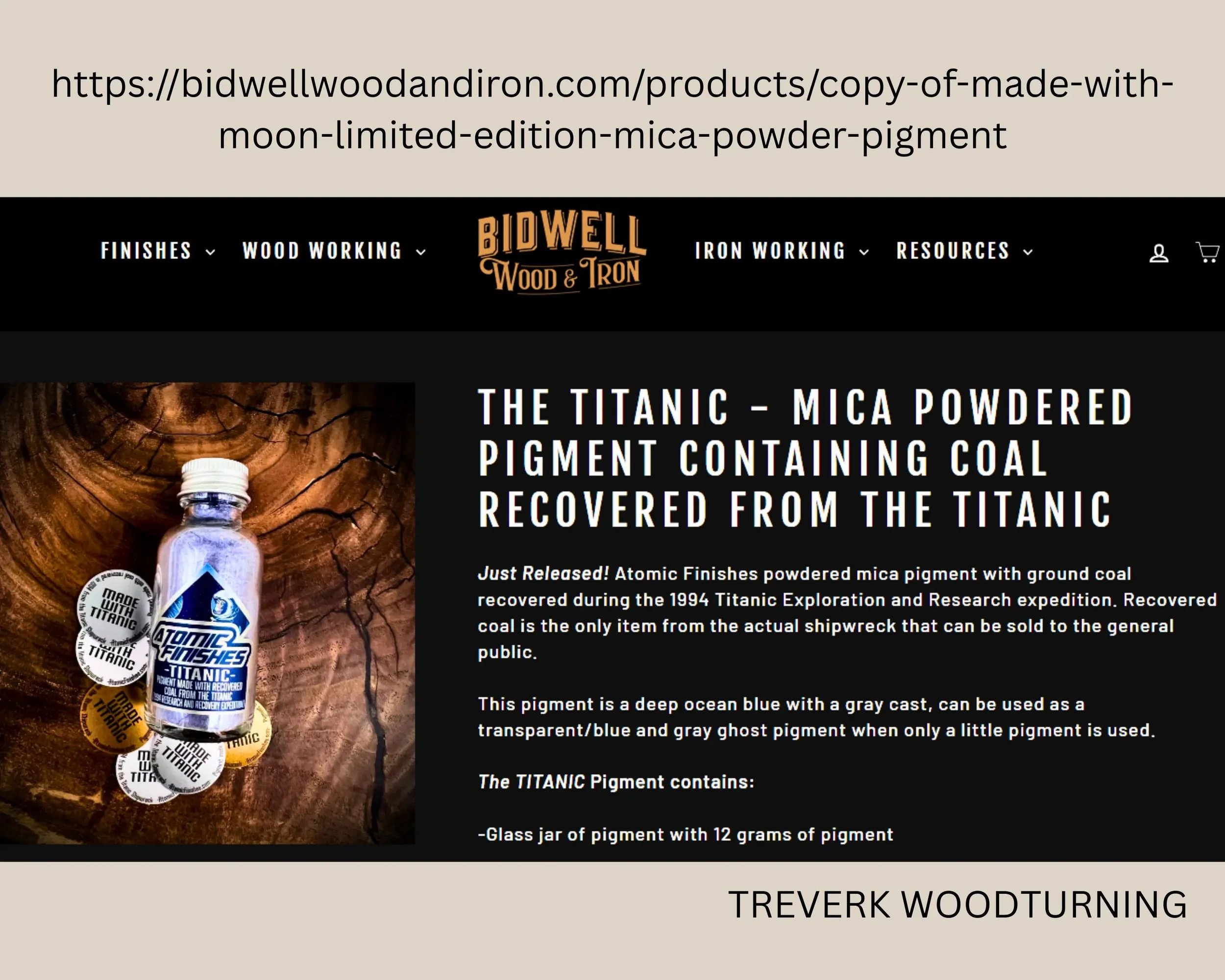 Information regarding the Titanic mica pigment encased in the resin.