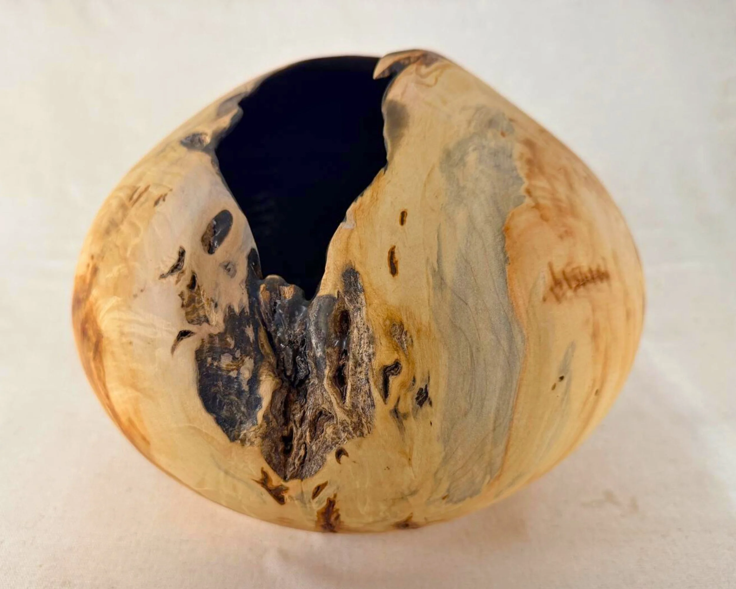 **SOLD** Reclaimed Pine Sculpture with Black Epoxy Interior