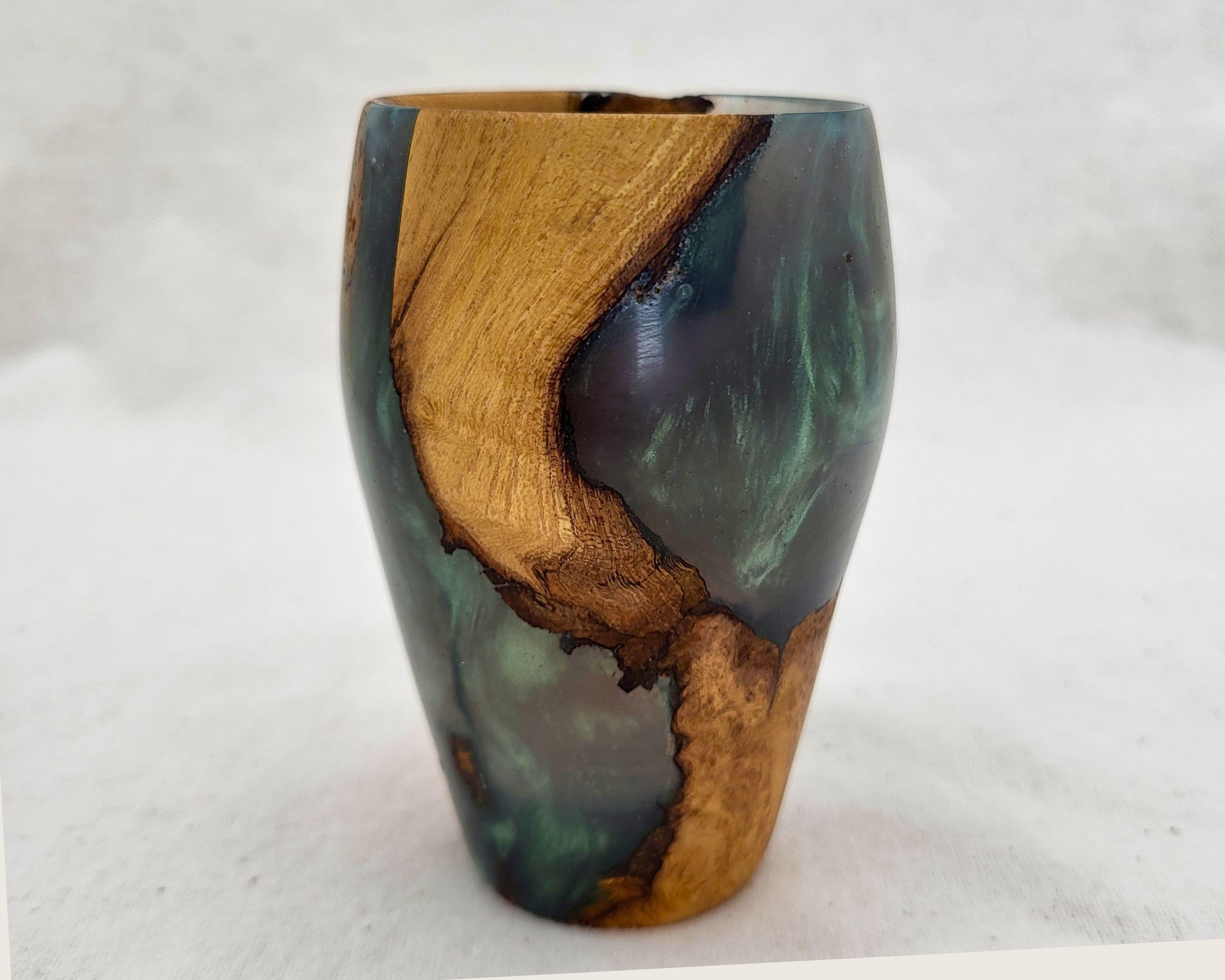 Maple Root & Emerald Green Resin Vessel