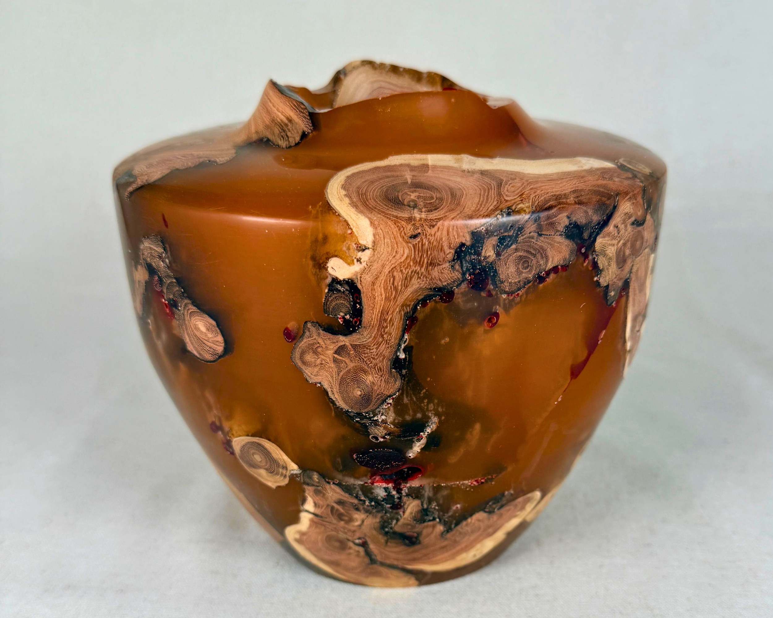 **SOLD** Driftwood Vessel with Ochre & Amber Epoxy