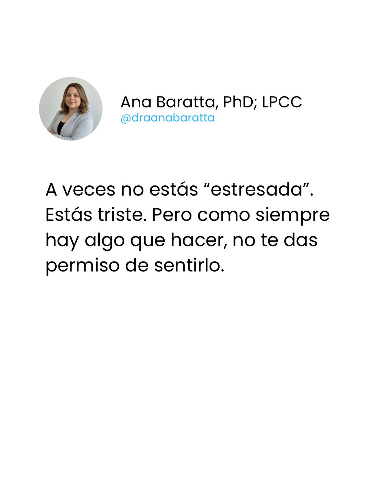 &iquest;Hace cu&aacute;nto no te permites sentir sin hacer nada al respecto?

Caption:A veces no falta productividad ni descanso. Falta espacio emocional. Hay tristezas que terminan disfrazadas de cansancio porque nunca se les dio lugar. 💜 Dra. Bara