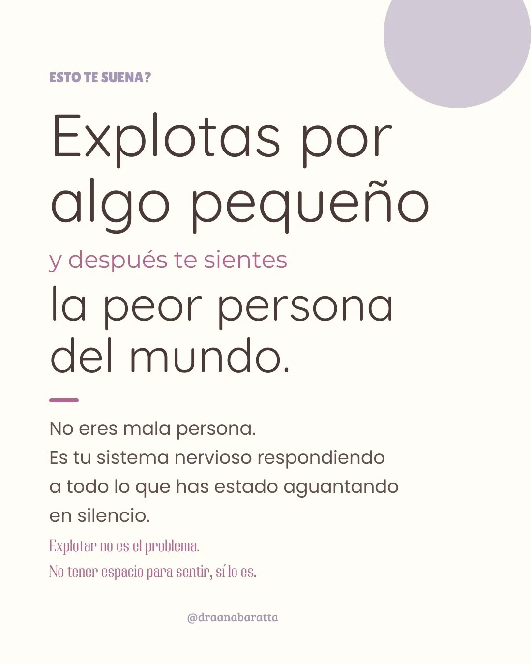 He creado un curso sobre gesti&oacute;n emocional. Este curso es para ti si est&aacute;s cansada de vivir en modo 'tormenta interna.&rdquo; Escribe "YO" y te mando la informaci&oacute;n. #gestionemocional #calma #emociones 💜  Dra. Ana Bara