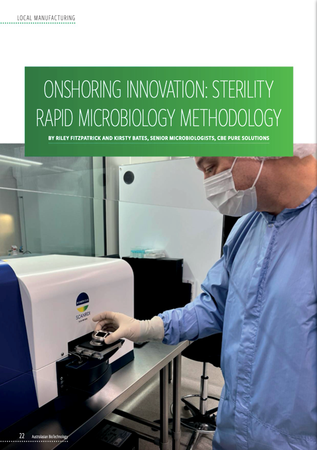 CBE Pure Solutions introduces Australia’s first Sterility Rapid Microbiology Methodology (SRMM) utilising world recognised BioMérieux Scan RDI platform