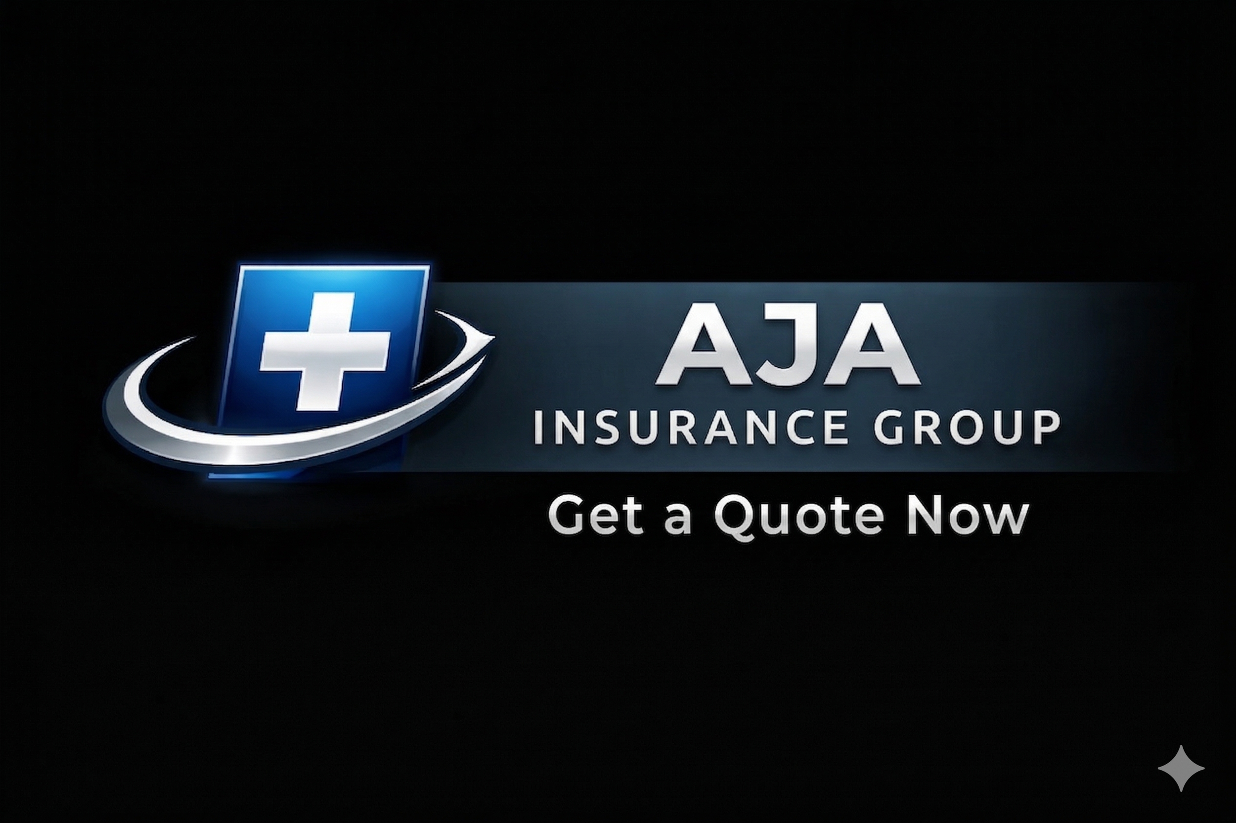 Logo of AJA Insurance Group with a blue shield containing a white cross, and the text 'AJA Insurance Group' with a call to action to 'Get a Quote Now.'