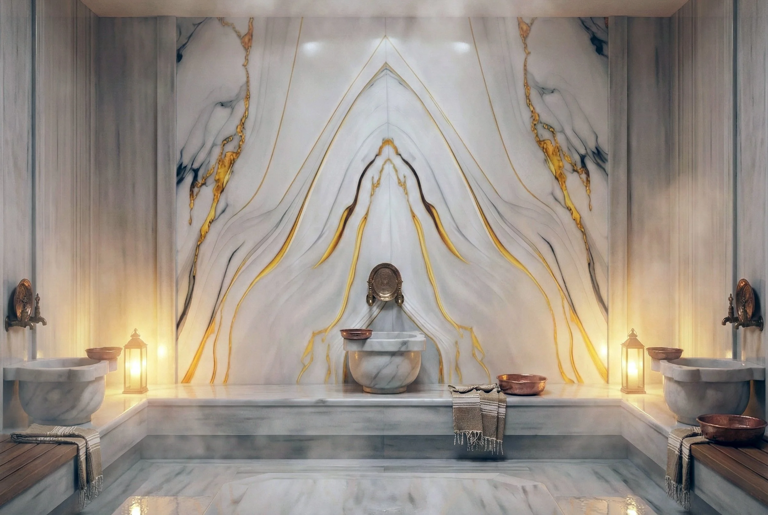 Altın Çağ: Gold Bookmatch Mermer