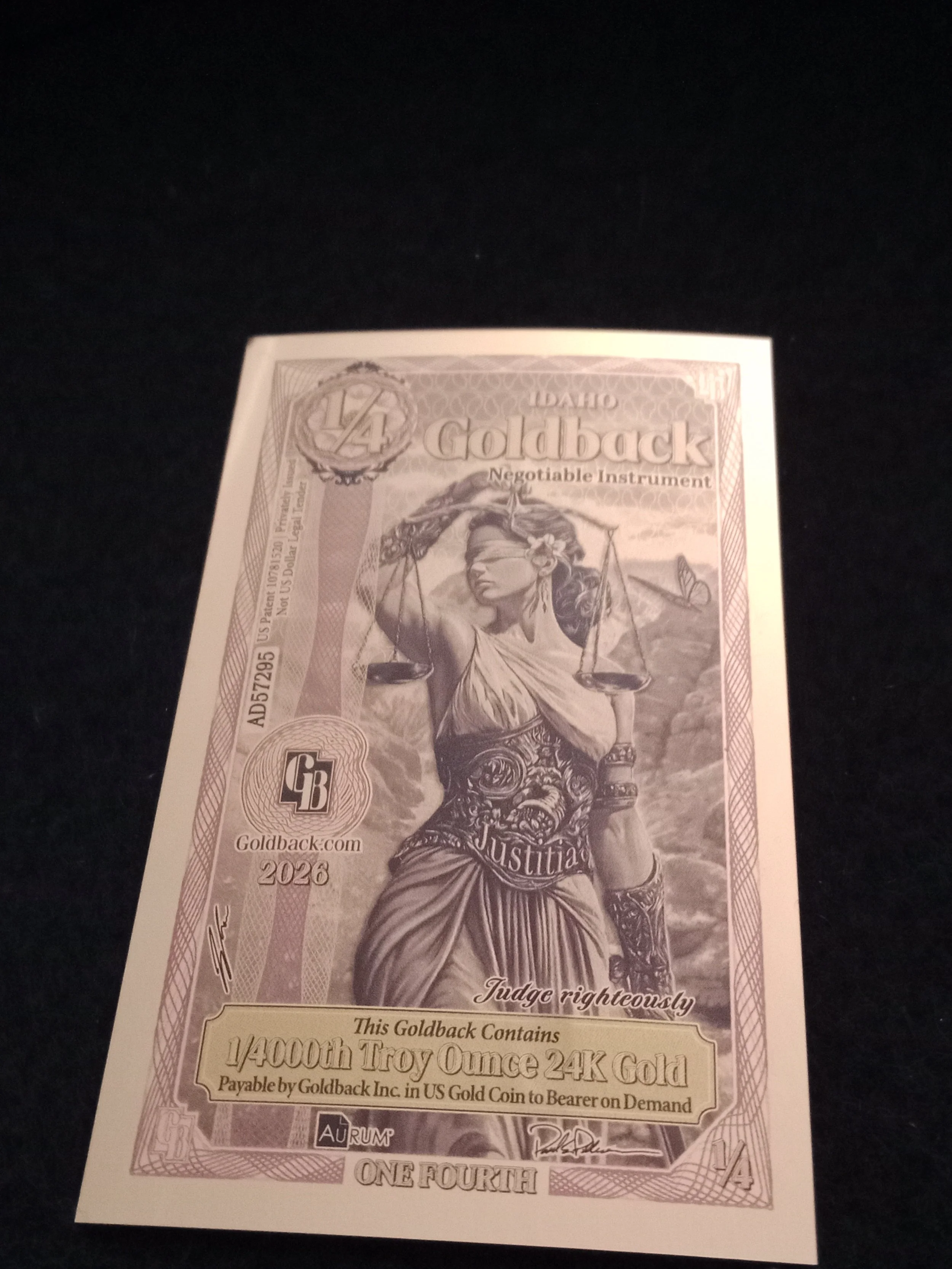 Idaho 1/4 Goldback - AD57295