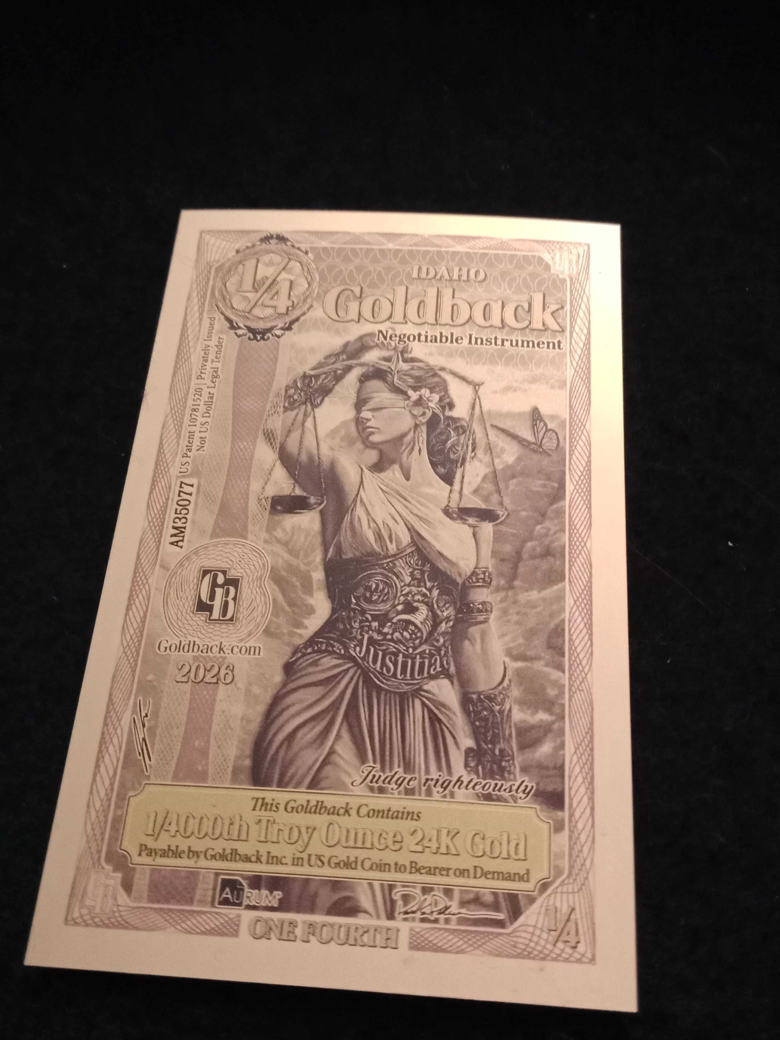 Idaho 1/4 Goldback - AM35077