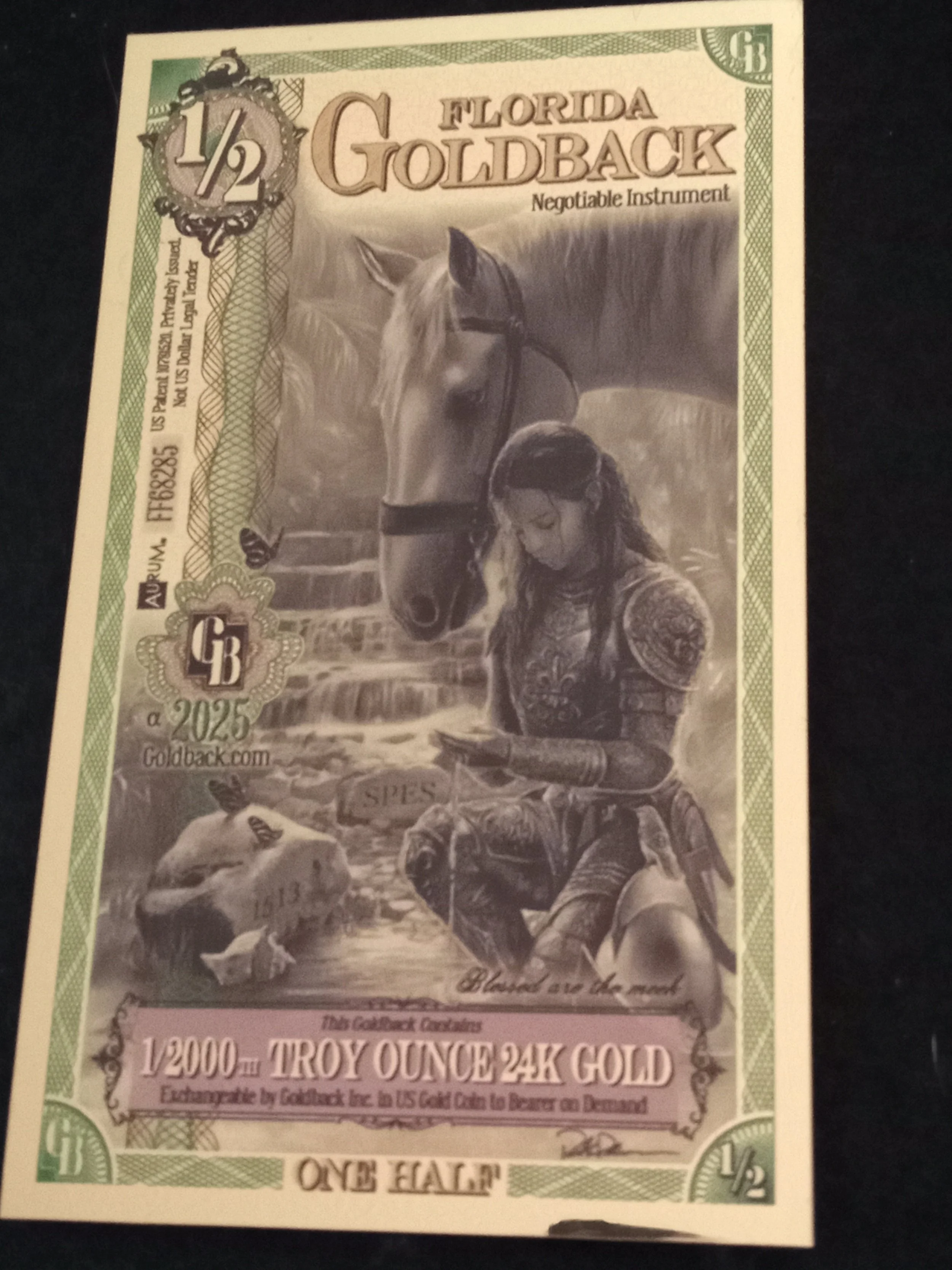 Florida 1/2 Goldback - Alpha Series - FF68285