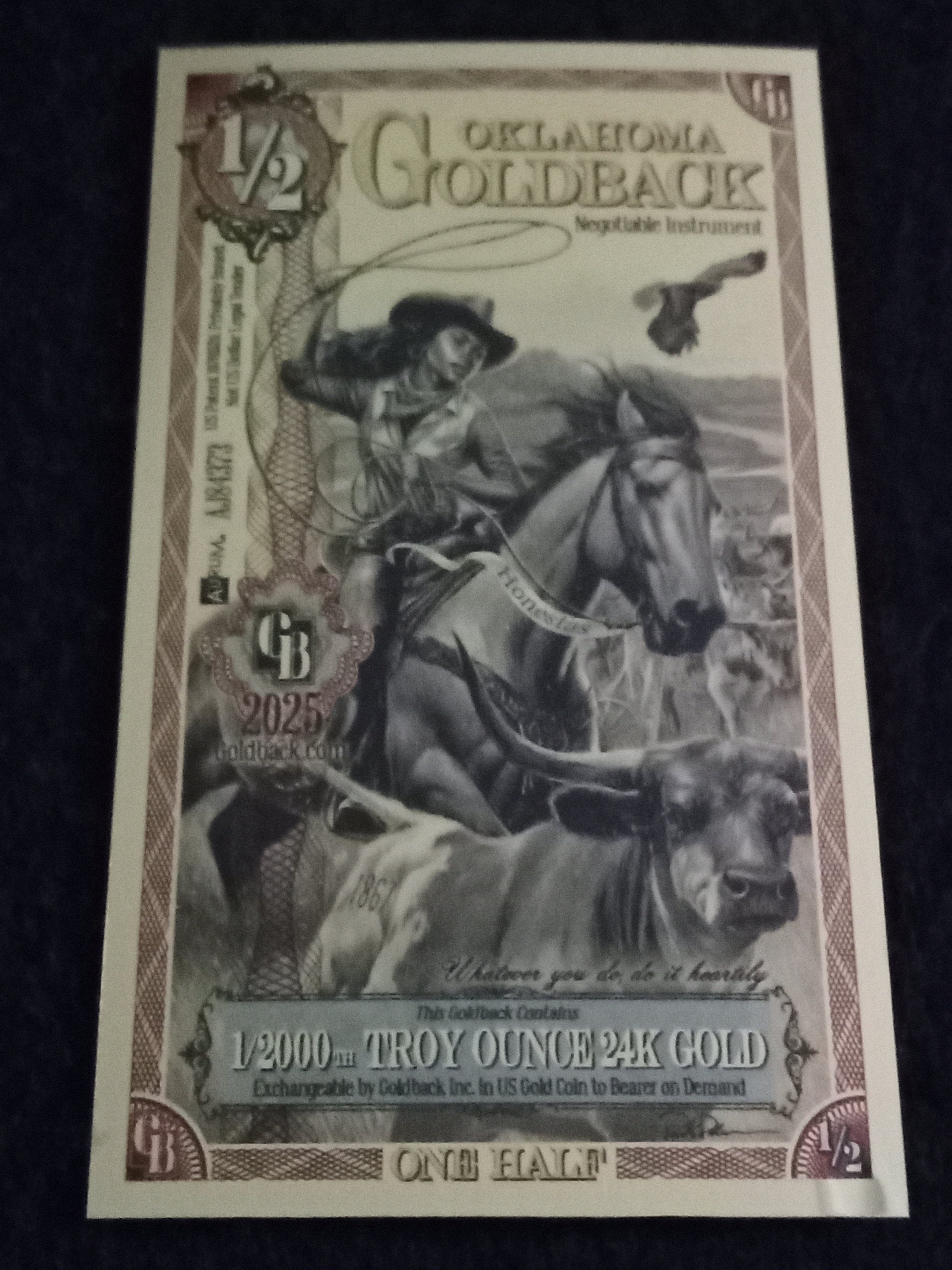 Oklahoma 1/2 Goldback - Alpha Series - AJ84373