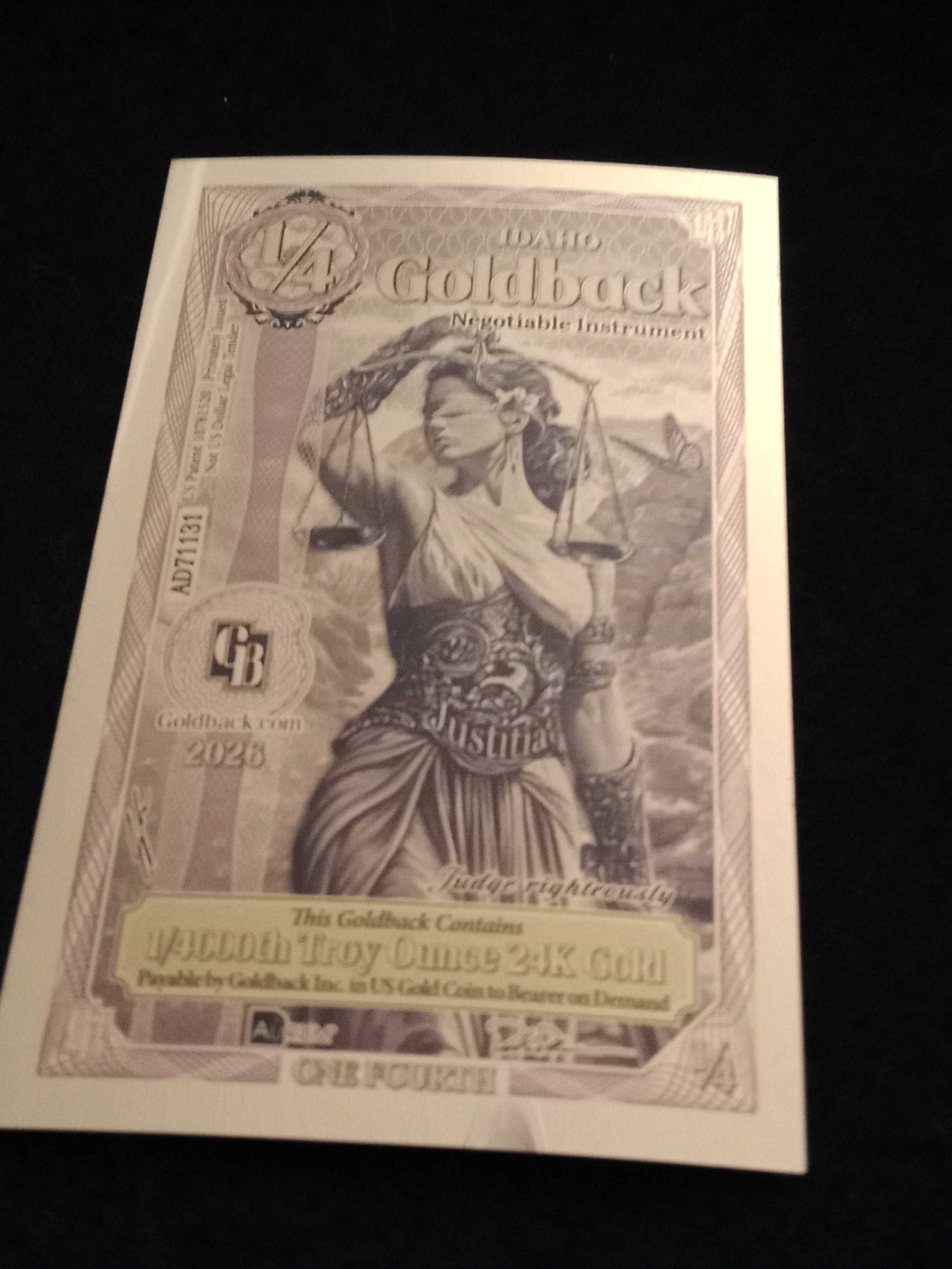 Idaho 1/4 Goldback - AD71131