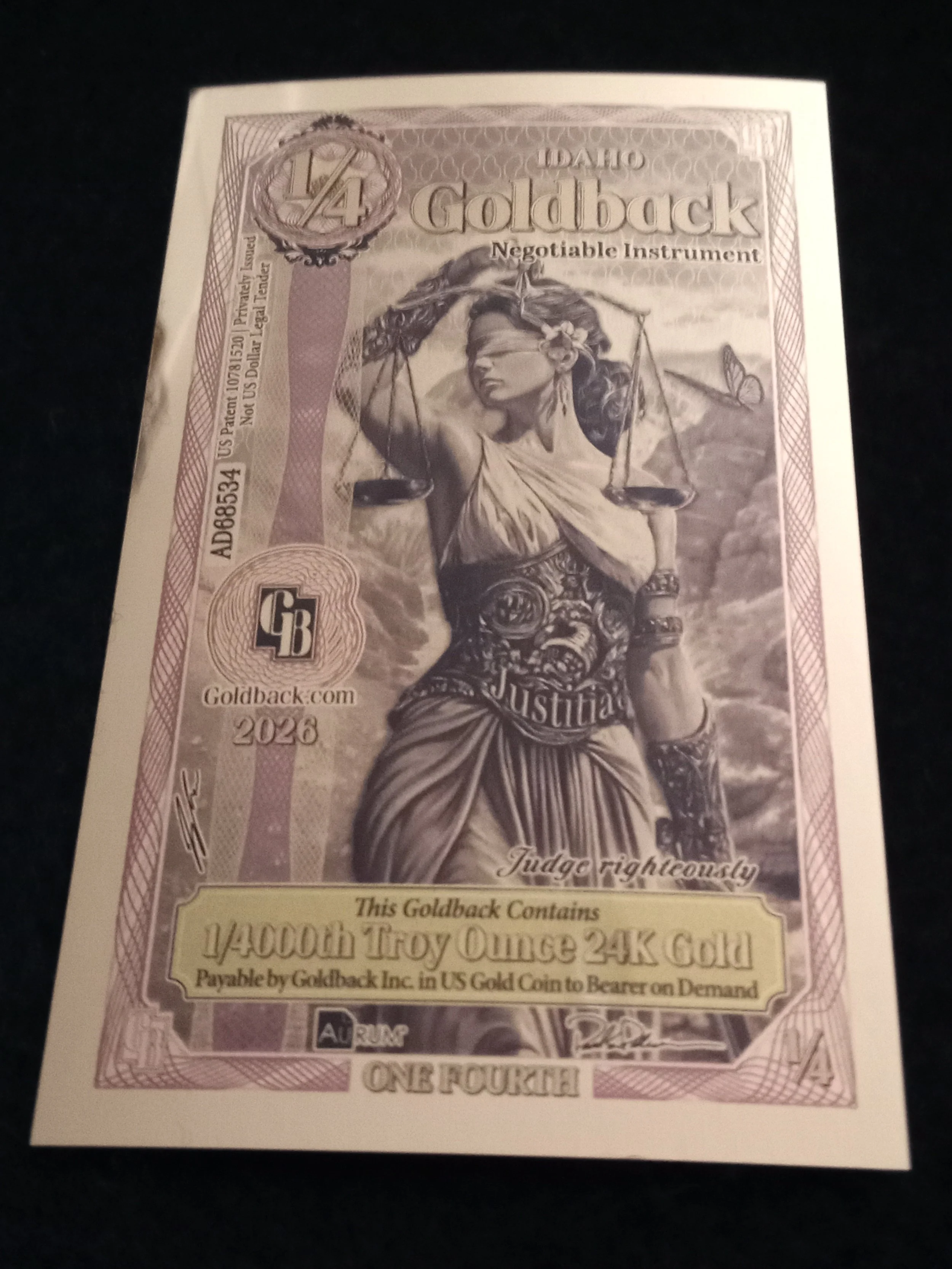 Idaho 1/4 Goldback - AD68534