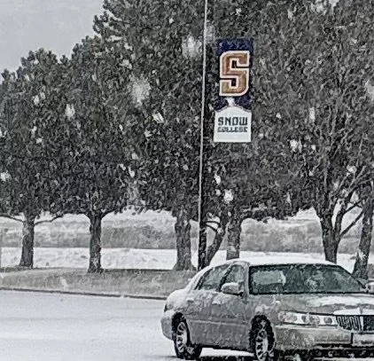 New housing developments near Snow College: Scenic winter views of the campus located just minutes from Manti Temple View Estates.