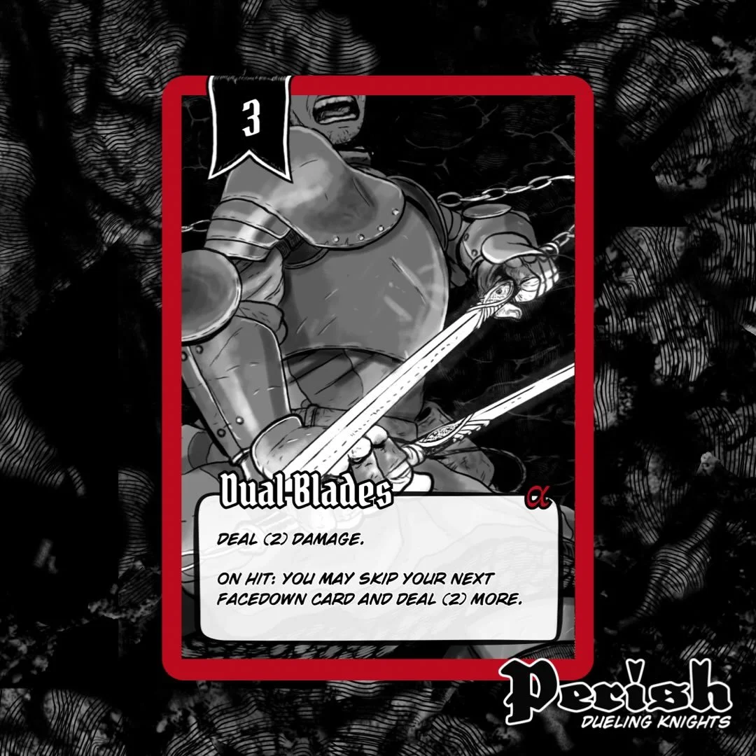REVEAL: &ldquo;Dual Blades&rdquo; | Art By: @williamfms 
Follow more reveals &amp; updates on the release of Perish
- #cardgame #illustration