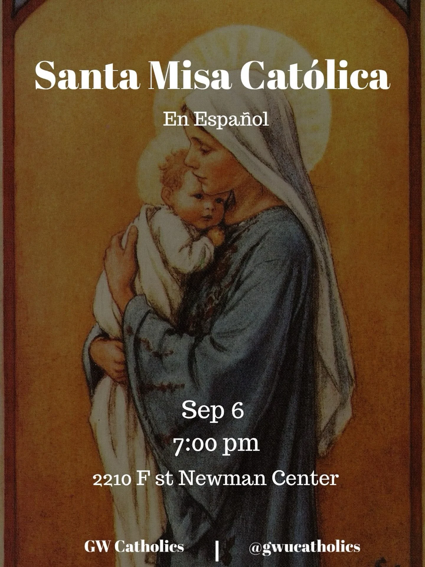 Acomp&aacute;&ntilde;anos hoy, para celebrar juntos la Santa Misa en espa&ntilde;ol.

#gwcatholics #cat&oacute;licos #newman