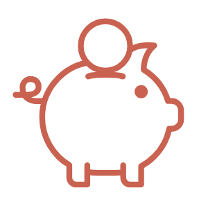 Piggy bank icon with a coin slot, symbolising superannuation