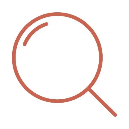 Line drawing of a magnifying glass to show finance clarity once you know what's ahead.