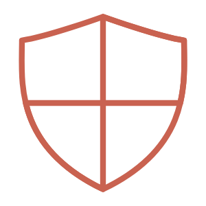 A shield divided into four quadrants symbolising insurance.