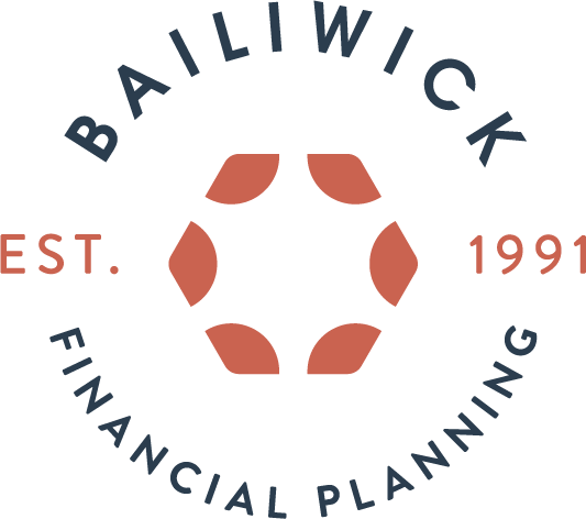 Logo of Bailiwick Financial Planning, established in 1991, featuring a circular design with stylised geometric shapes and the company name and tagline.
