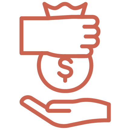 A hand passing a bag of money w to another open hand symbolising inheritance financial advice.