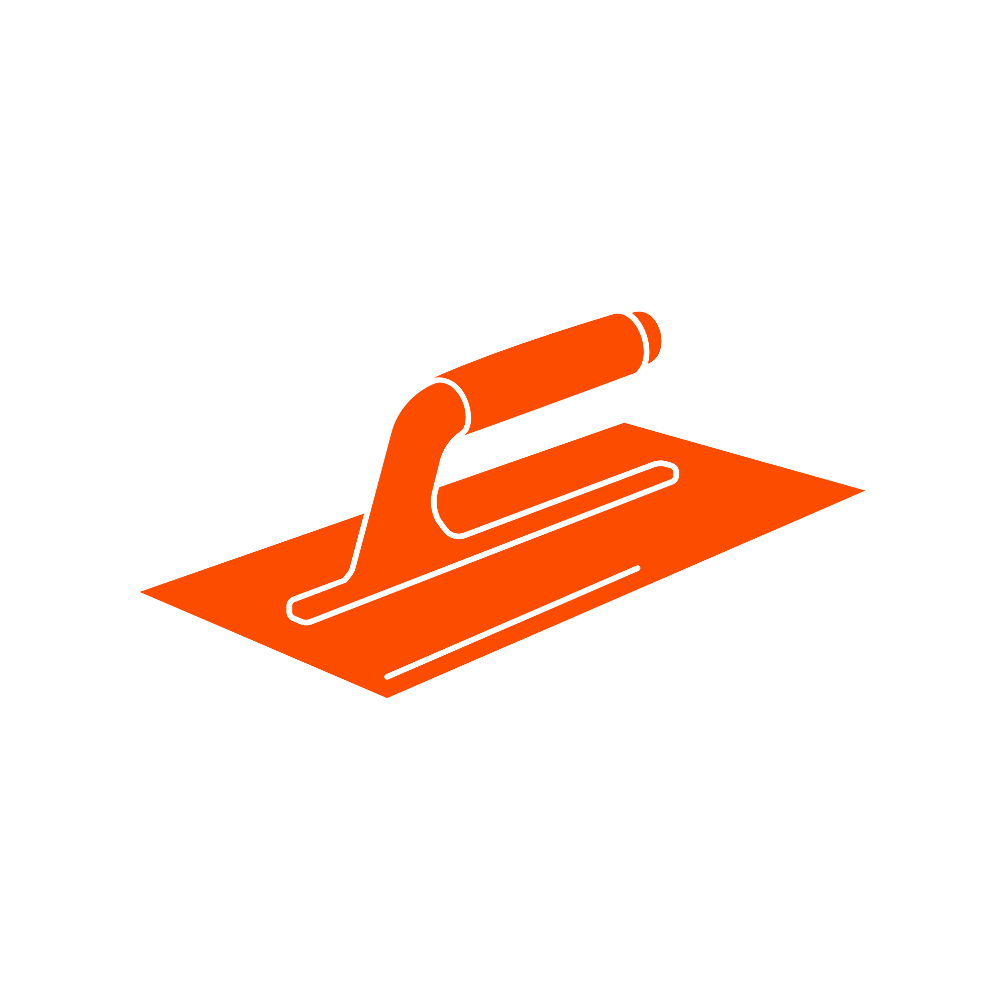 Illustration of a hand-held hand sander in orange for sanding wood or surfaces.