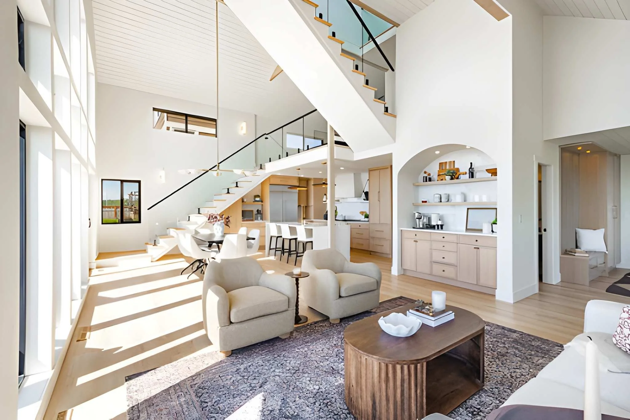  small ADU studio with bed, couch, and built-in kitchen 