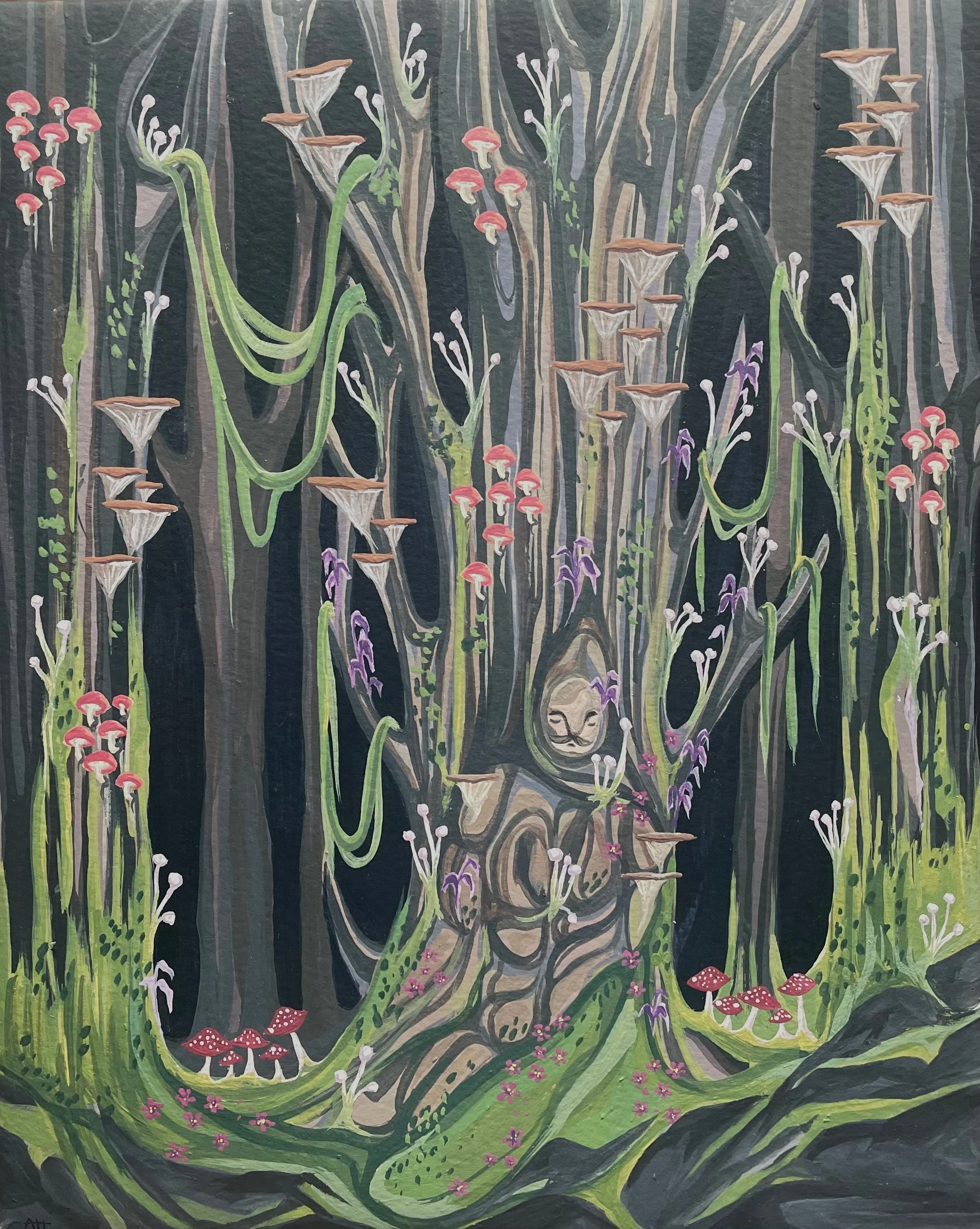 'Waiting for Lady May' - 10x8" Tempera on canvas paper