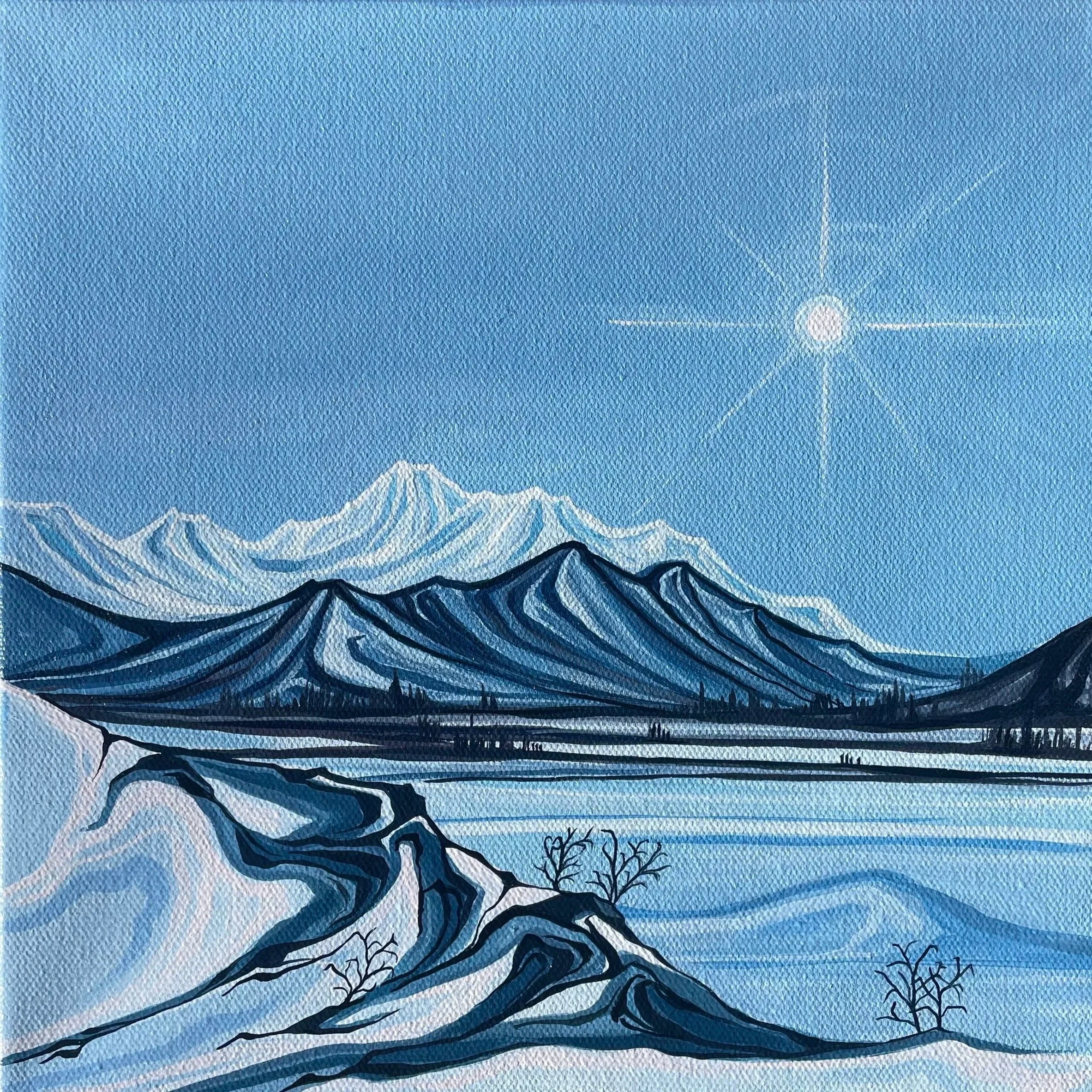 'Squinting into Spring' - 10x10" Acrylic on canvas