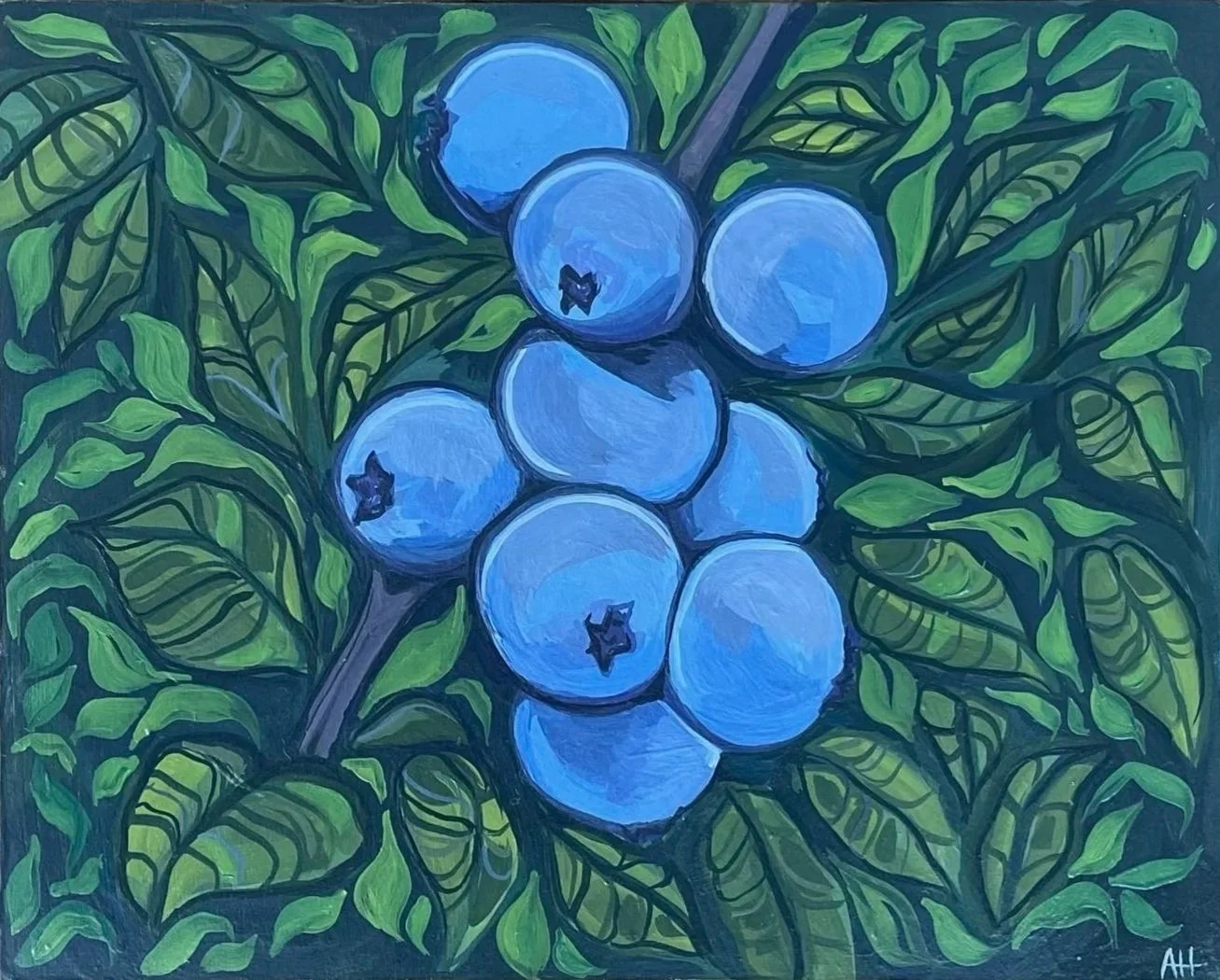 'Blueberries for Diane' - 8x10" Acrylic & Tempera on wood