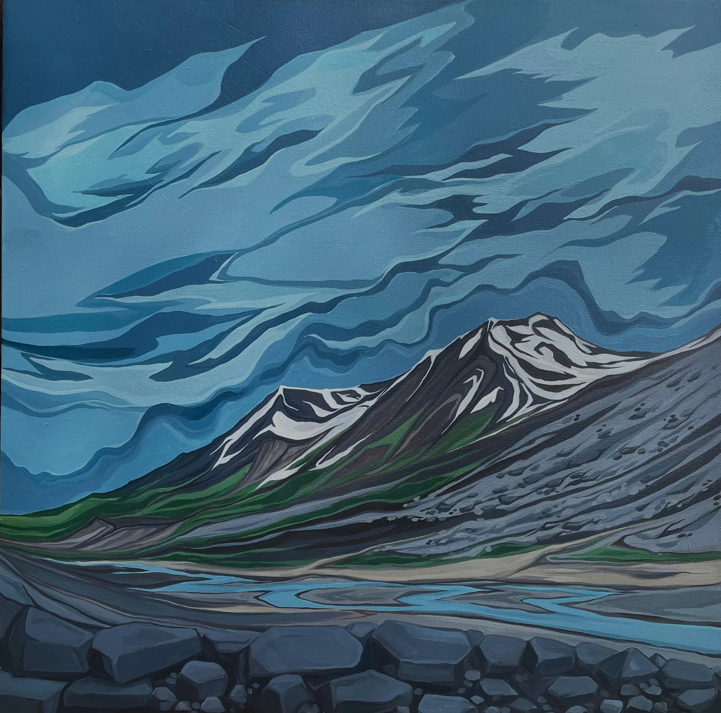 'Lazy Moraine' - 24x24" Acrylic on canvas