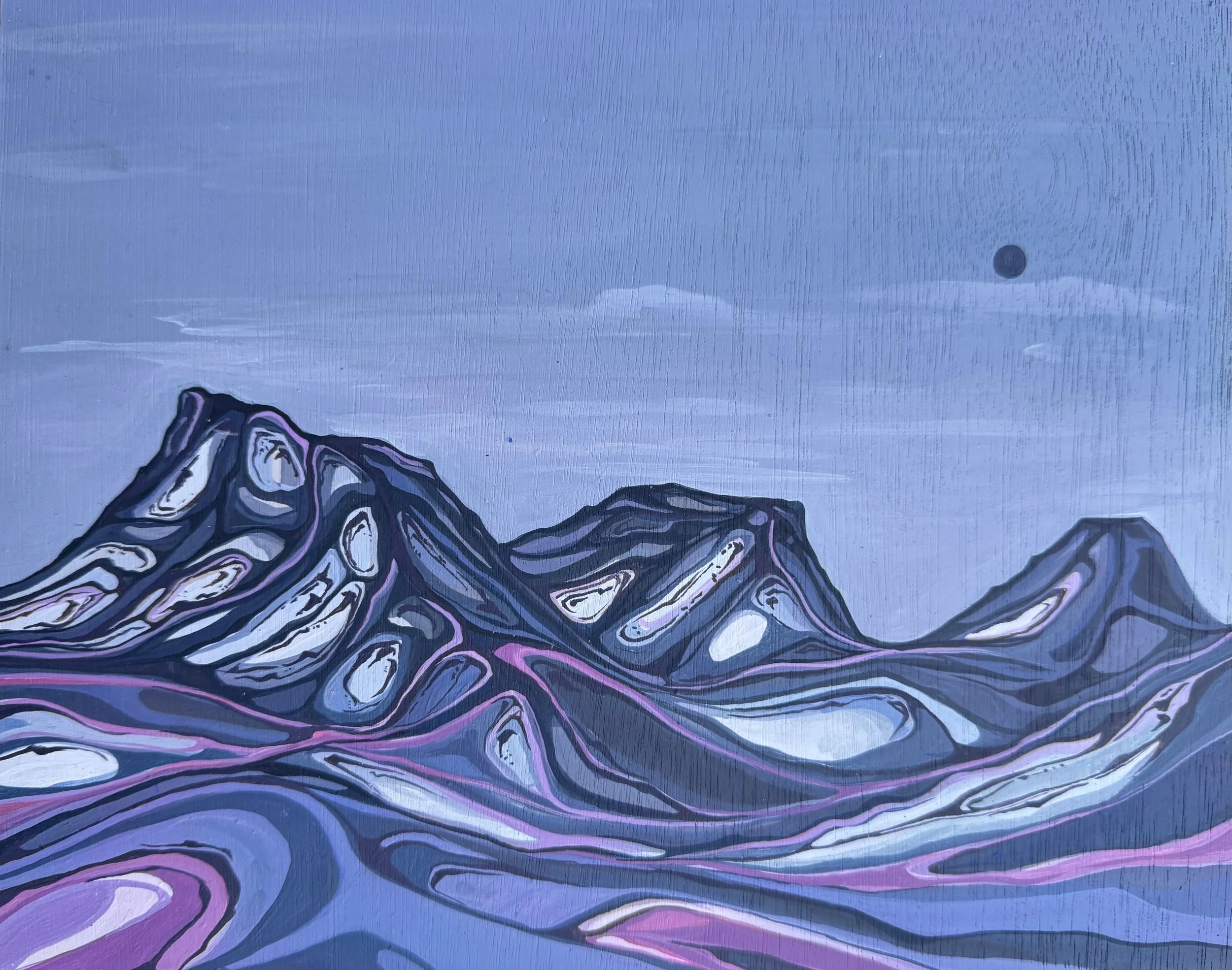 'Blueberry Hills' - 8x10" Acrylic + Tempura on wood