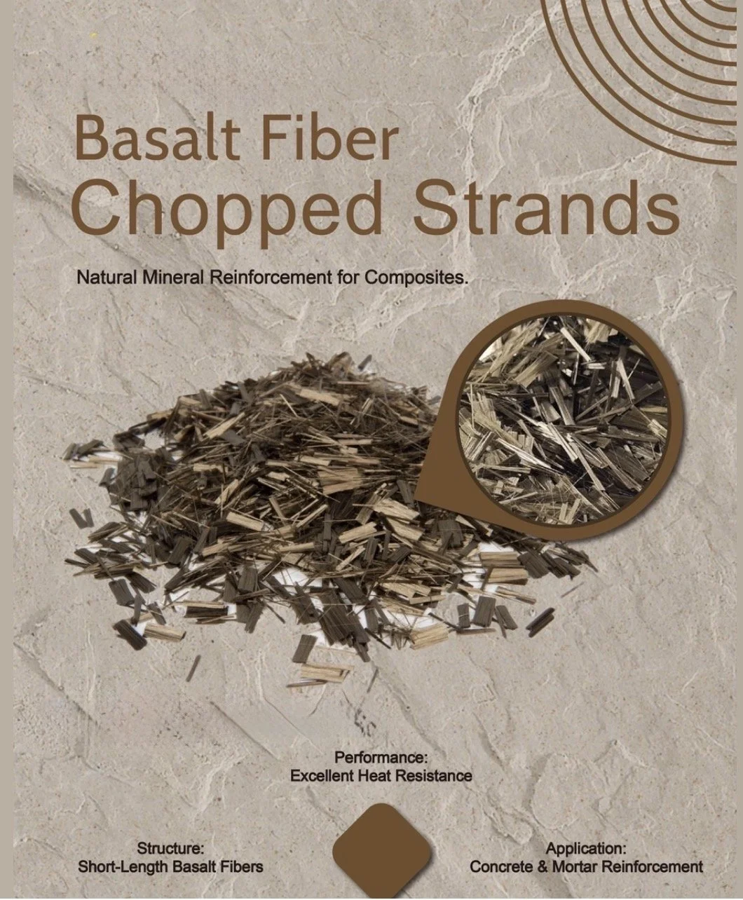 basalt chopped strands, thermoplastic composites, concrete reinforcement, friction materials, industrial molding compounds, construction, infrastructure, natural inorganic fibre